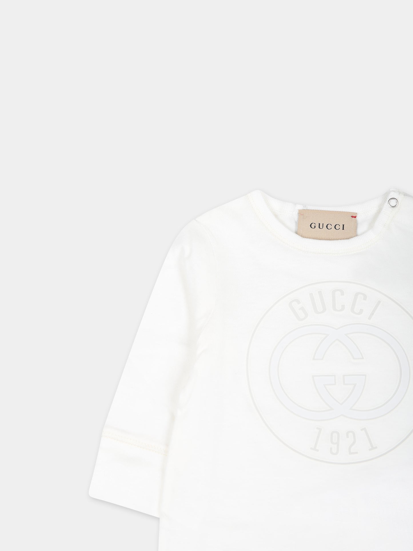 Tutina avorio per neonati con incrocio GG,Gucci Kids,790163 XJGJC 9214