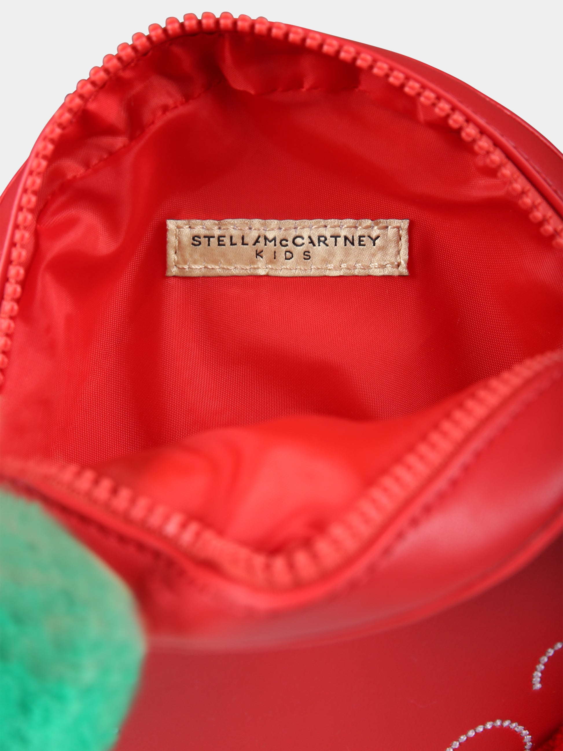 Borsa rossa per bambina con pompons,Stella Mccartney Kids,TV0E08 Z2433 411