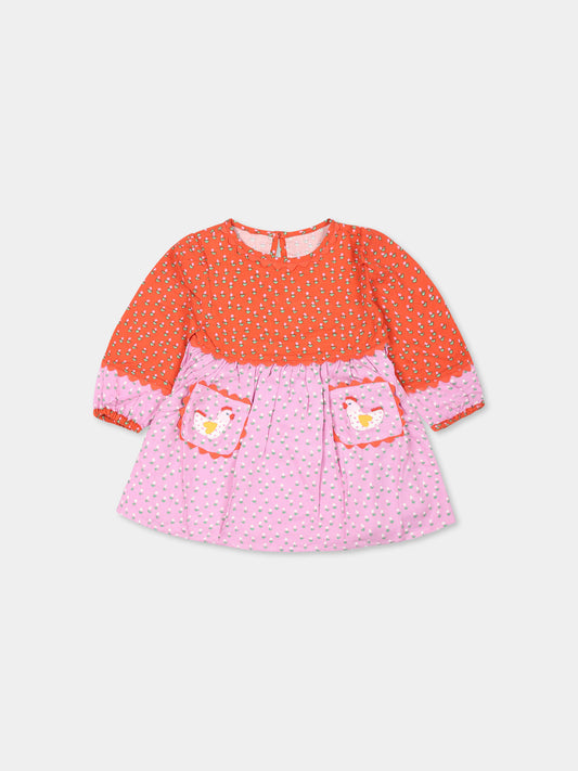 Vestito rosa per neonata con galline,Stella Mccartney Kids,TV1080 Z2086 50GMC