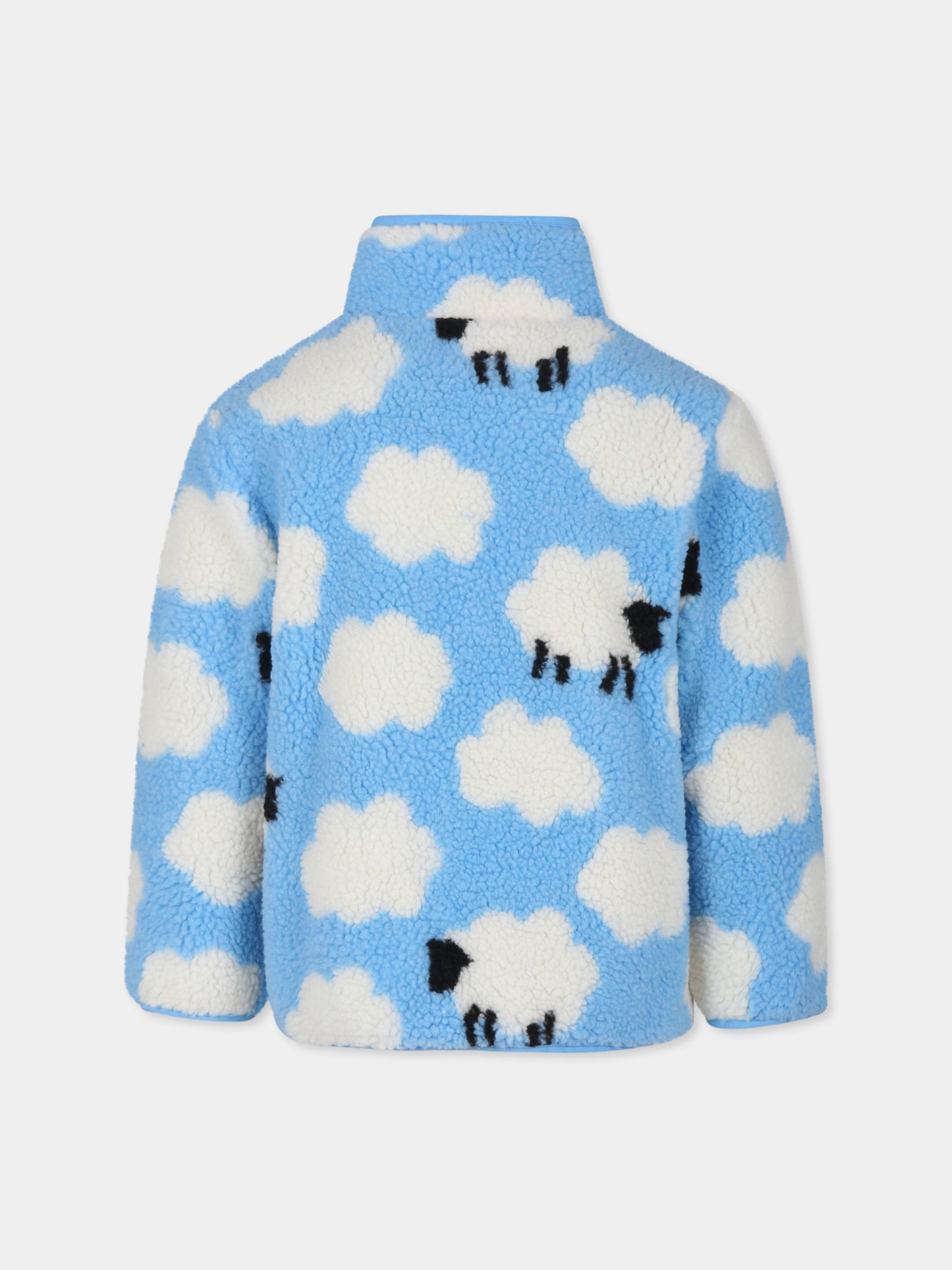 Ecopelliccia azzurra per bambini con nuvole e pecore,Stella Mccartney Kids,TV2A27 Z2058 630MC