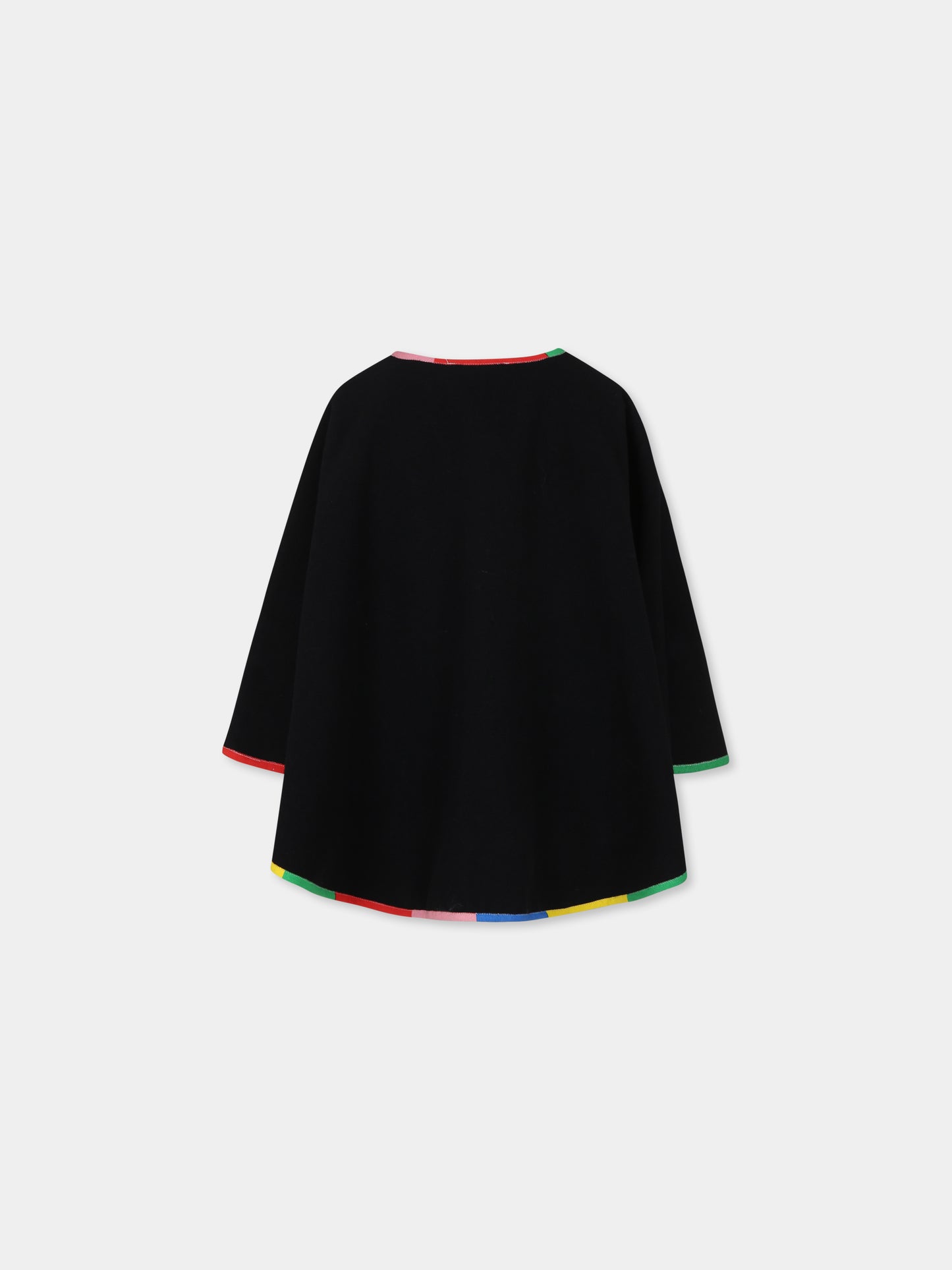 Cappa nera per bambina con pom pon,Stella Mccartney Kids,TV2D33 Z2368 930