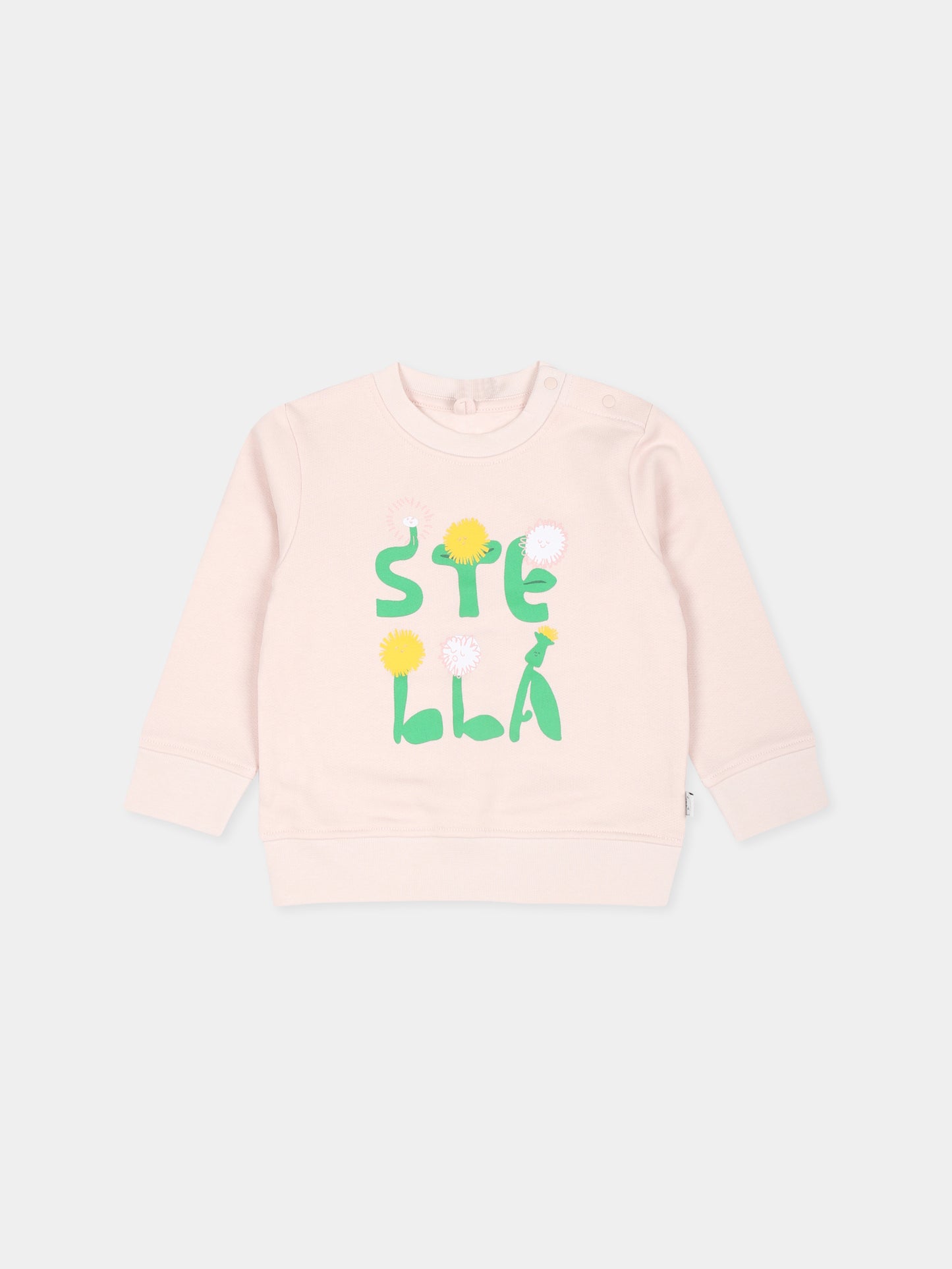 Felpa rosa per neonata con fiori e logo,Stella Mccartney Kids,TV4100 Z0453 508