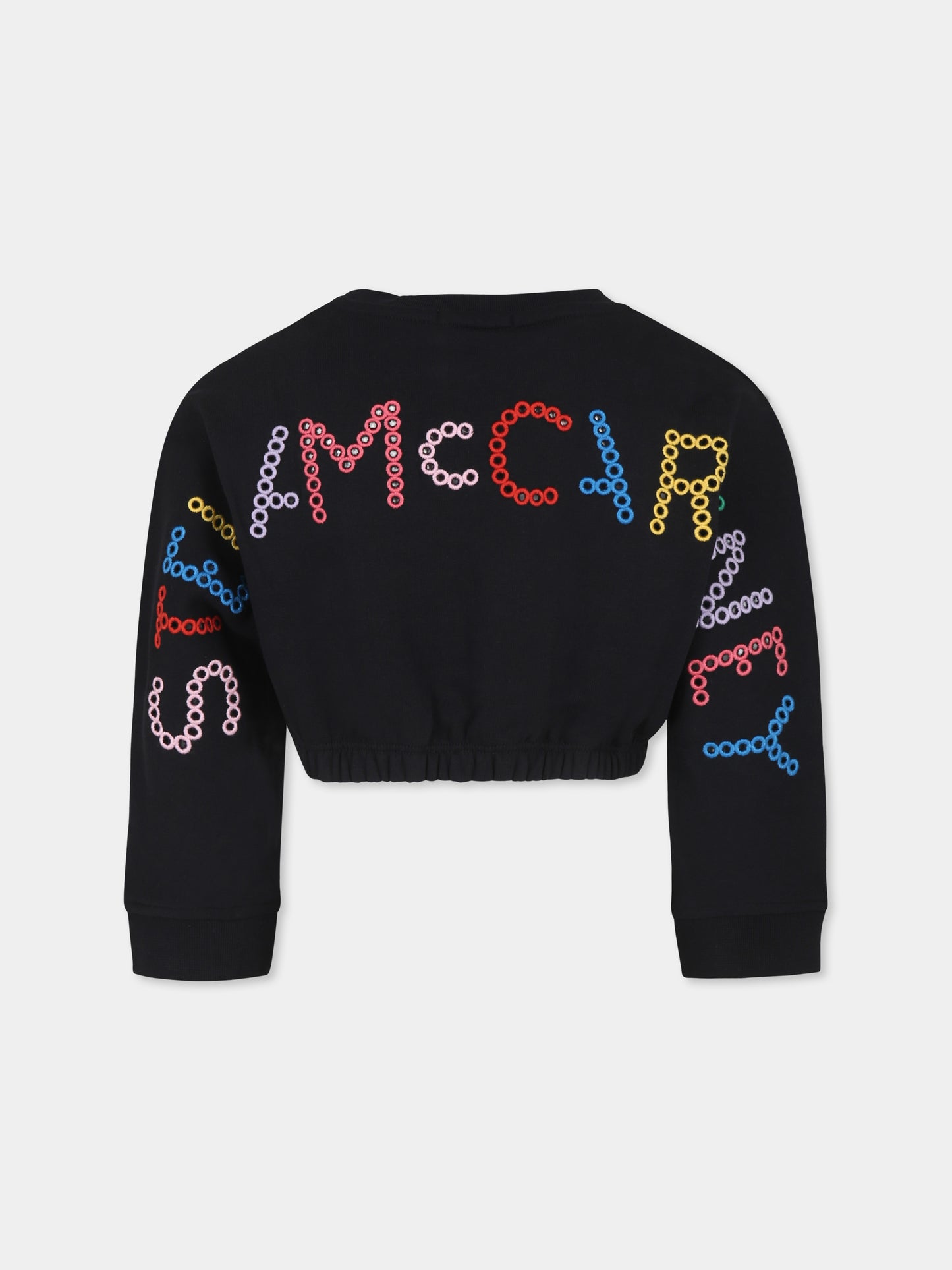 Felpa crop nera per bambina con logo,Stella Mccartney Kids,TV4D40 Z0453 930