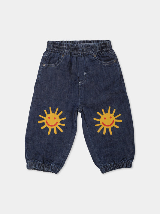 Jeans blu per neonato con stampa sole,Stella Mccartney Kids,TV6630 Z0161 601