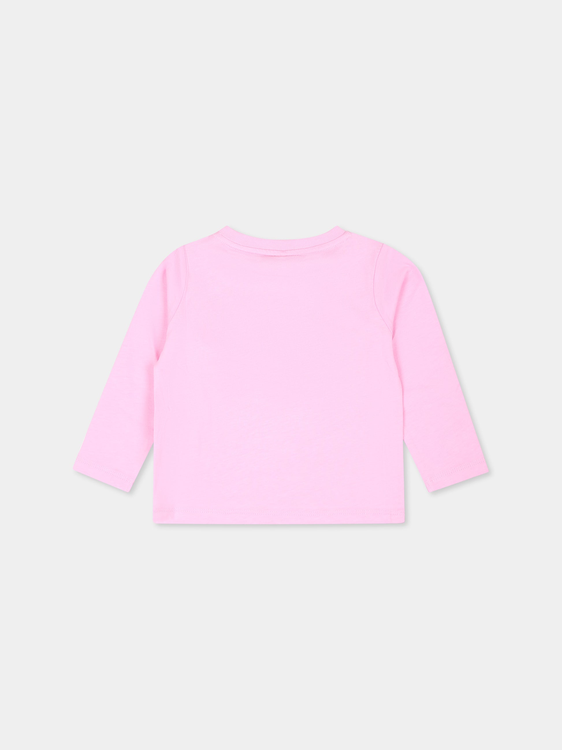 T-shirt rosa per neonata con stampa animali,Stella Mccartney Kids,TV8040 Z0434 50G