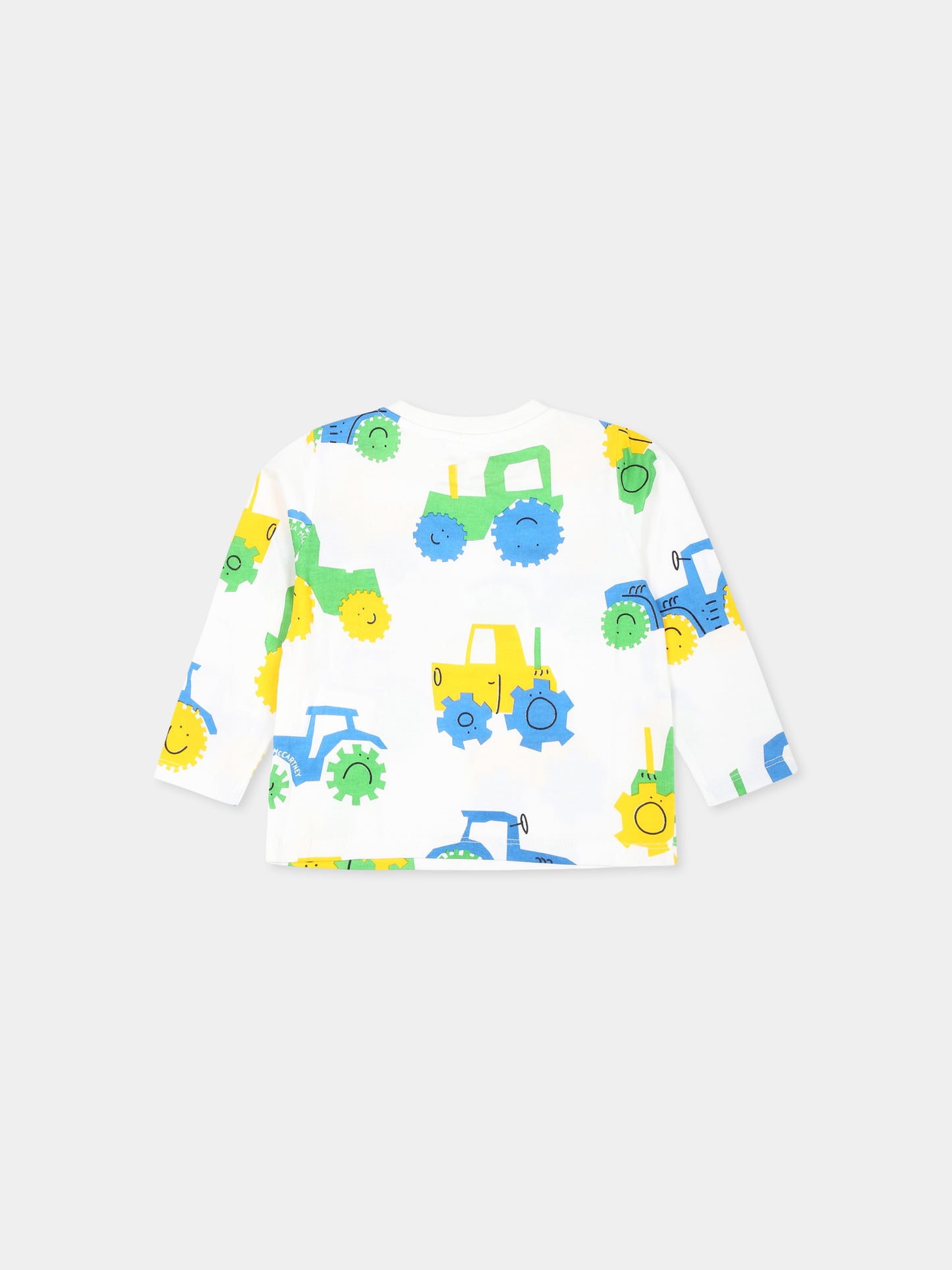 T-shirt bianca per neonato con stampa trattore,Stella Mccartney Kids,TV8570 Z2239 186MC