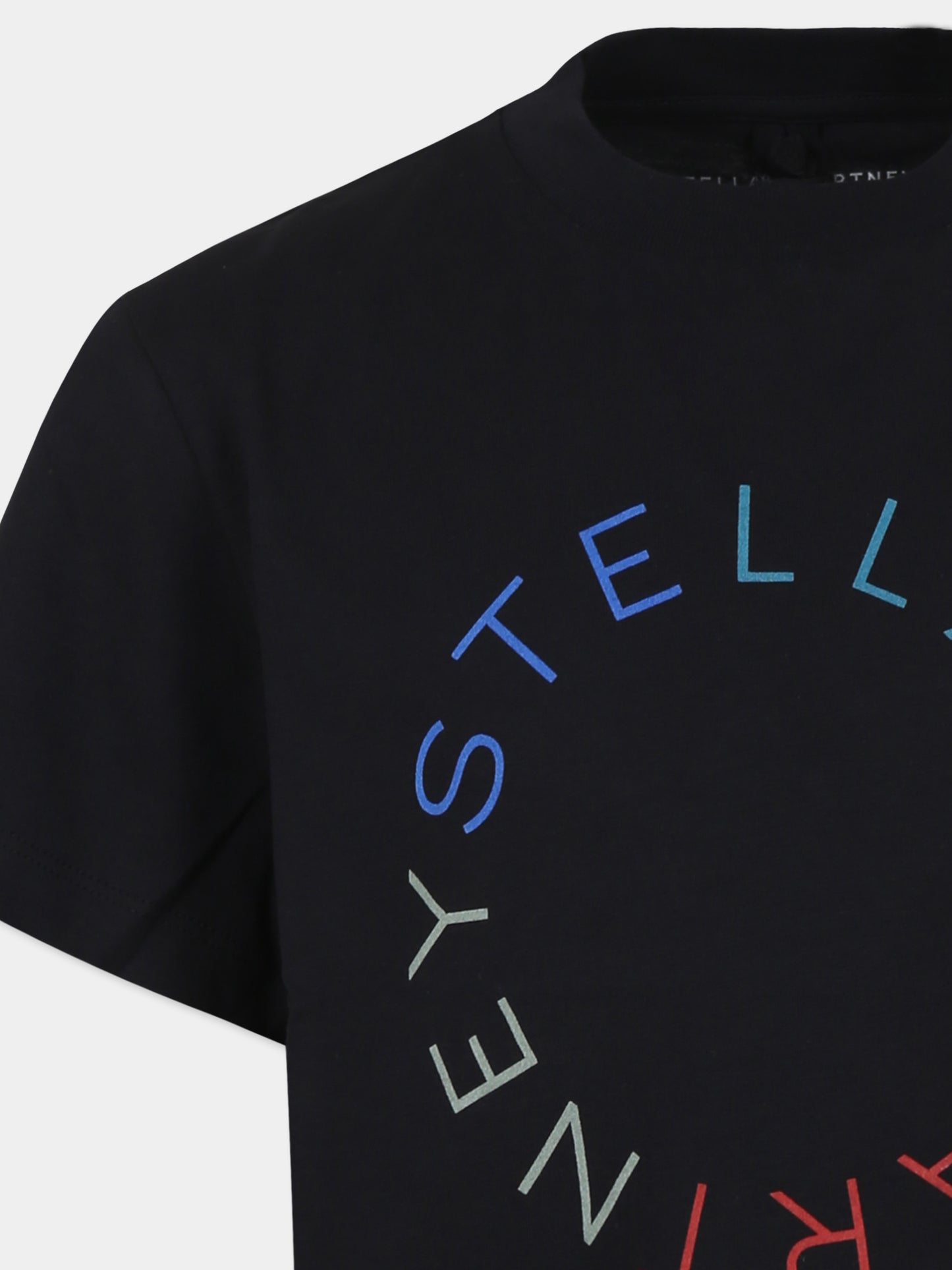 T-shirt nera per bambini con logo,Stella Mccartney Kids,TV8S71 Z0434 930