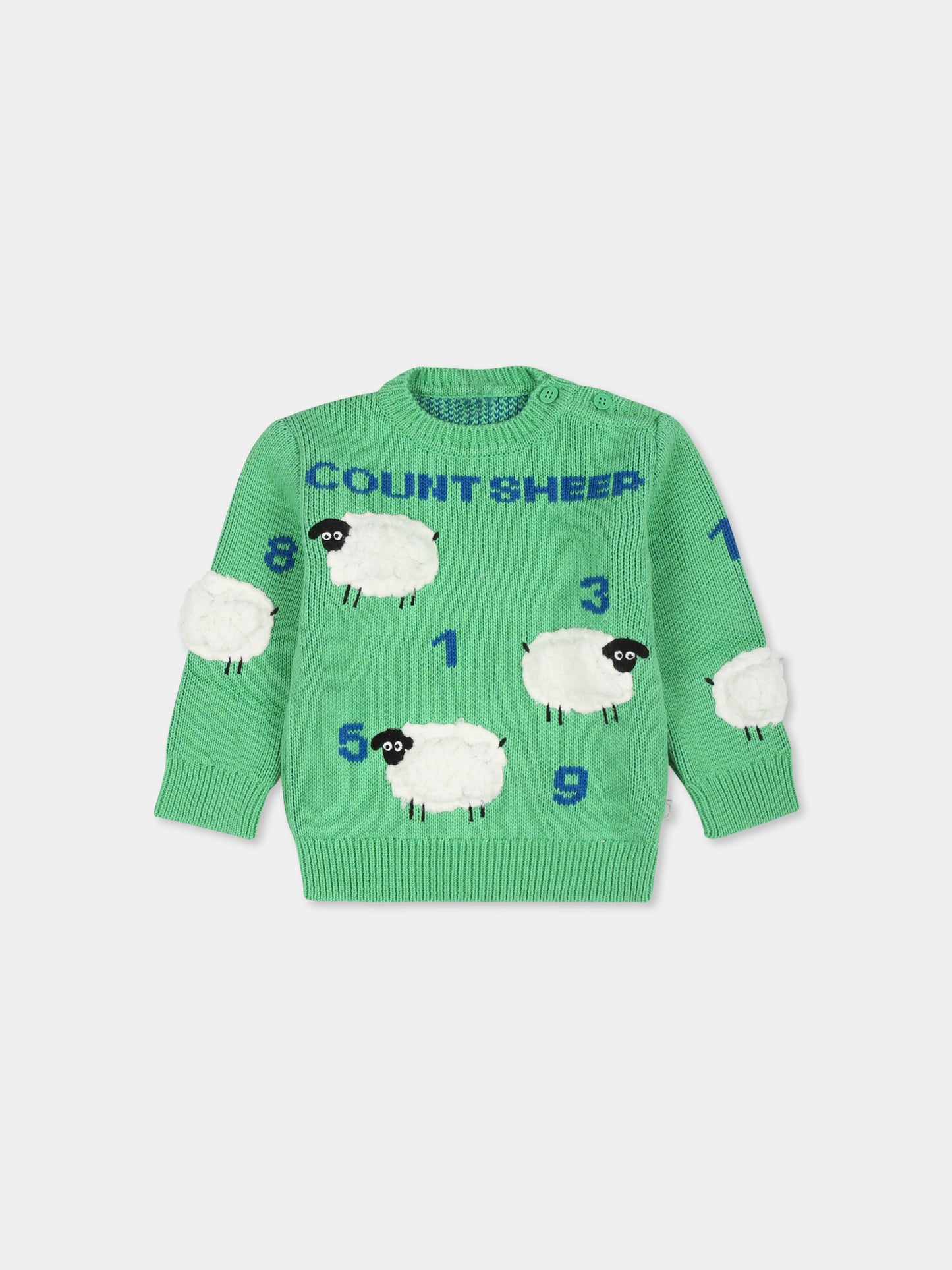 Maglione verde per neonati con pecore,Stella Mccartney Kids,TV9520 Z2291 747