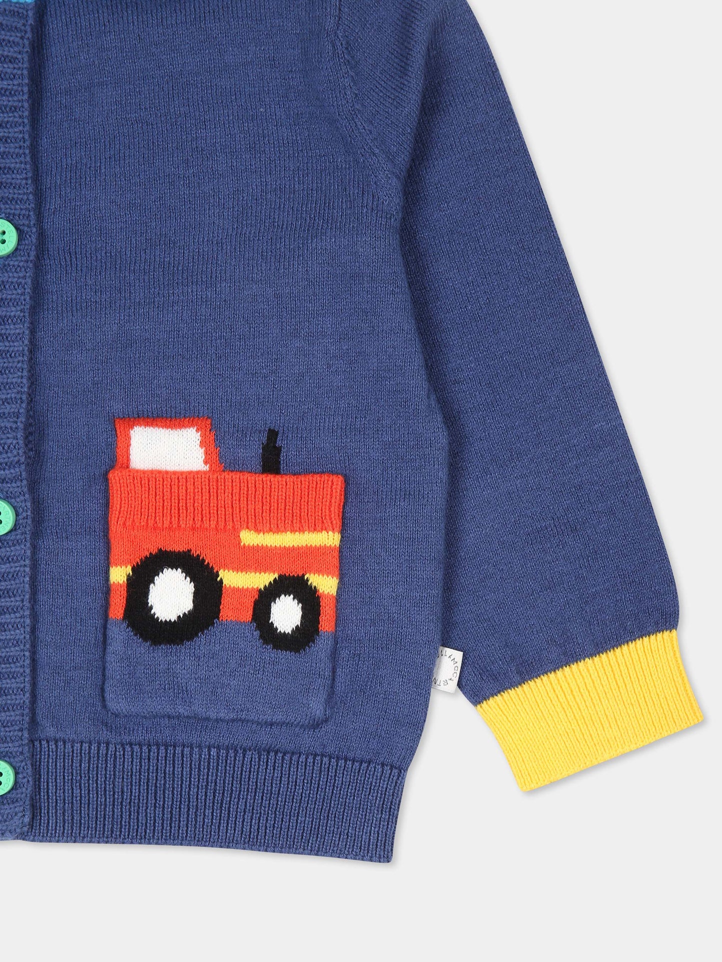 Cardigan blu per neonato con trattore,Stella Mccartney Kids,TV9530 Z1528 624