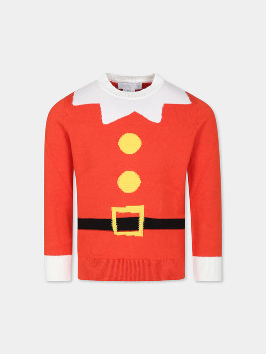 Maglione rosso per bambini con cintura jacquard,Stella Mccartney Kids,TV9P00 Z1528 421