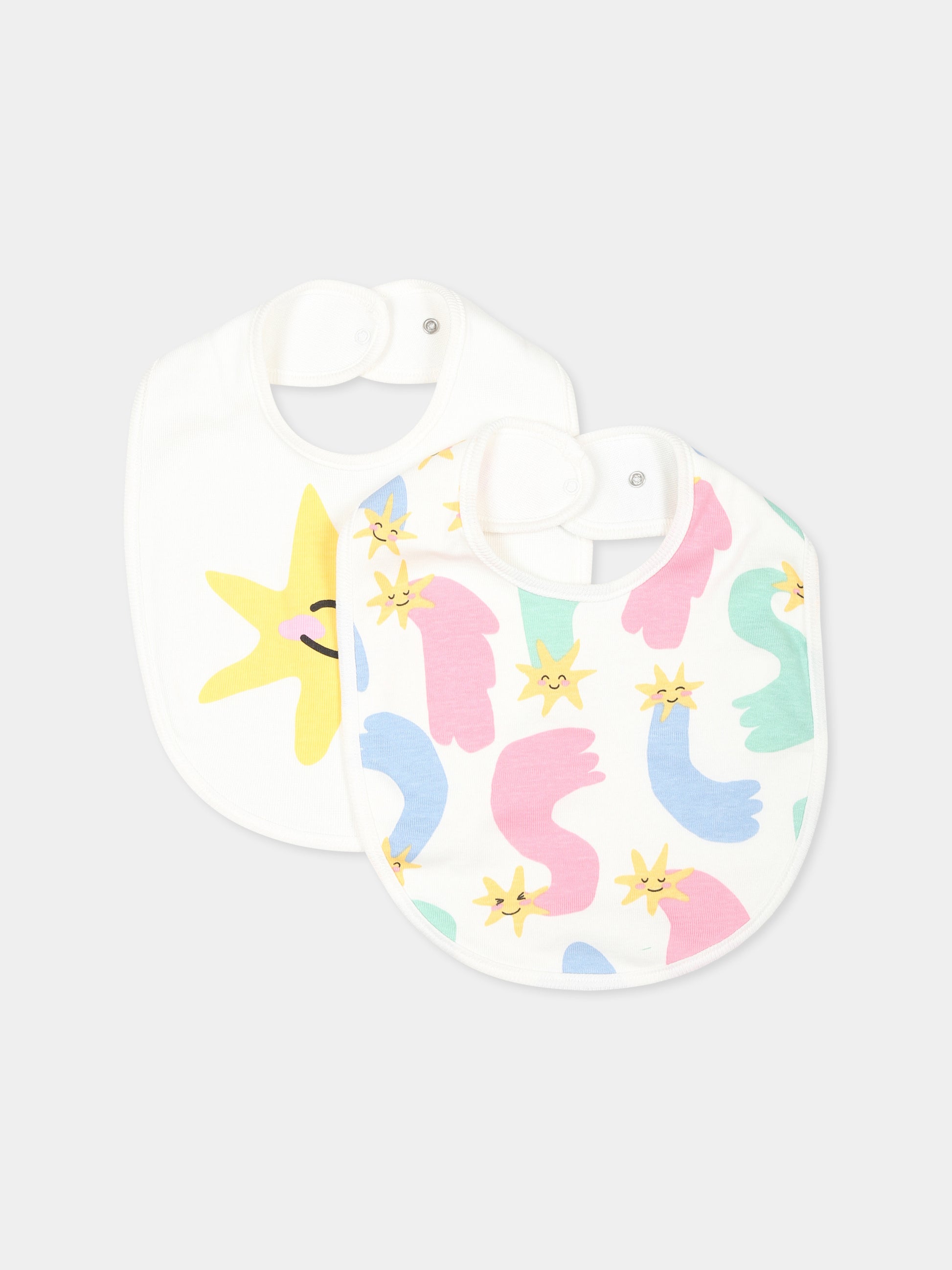 Set bavaglini avorio per neonata con stelle e logo,Stella Mccartney Kids,TVB040 Z2272 101MC