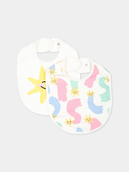 Set bavaglini avorio per neonata con stelle e logo,Stella Mccartney Kids,TVB040 Z2272 101MC
