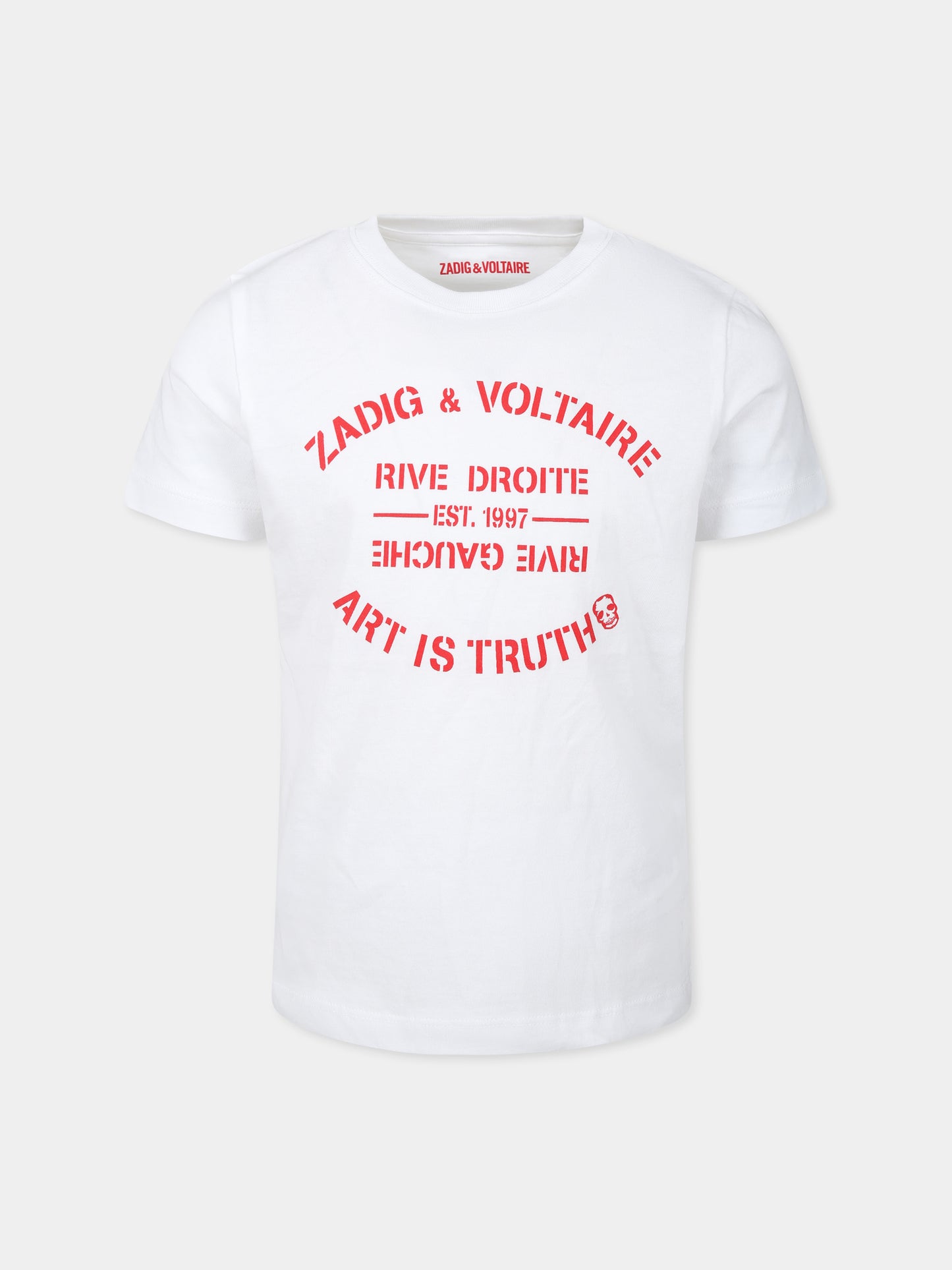 T-shirt bianca per bambini con logo,Zadig & Voltaire Kids,X60151 10P