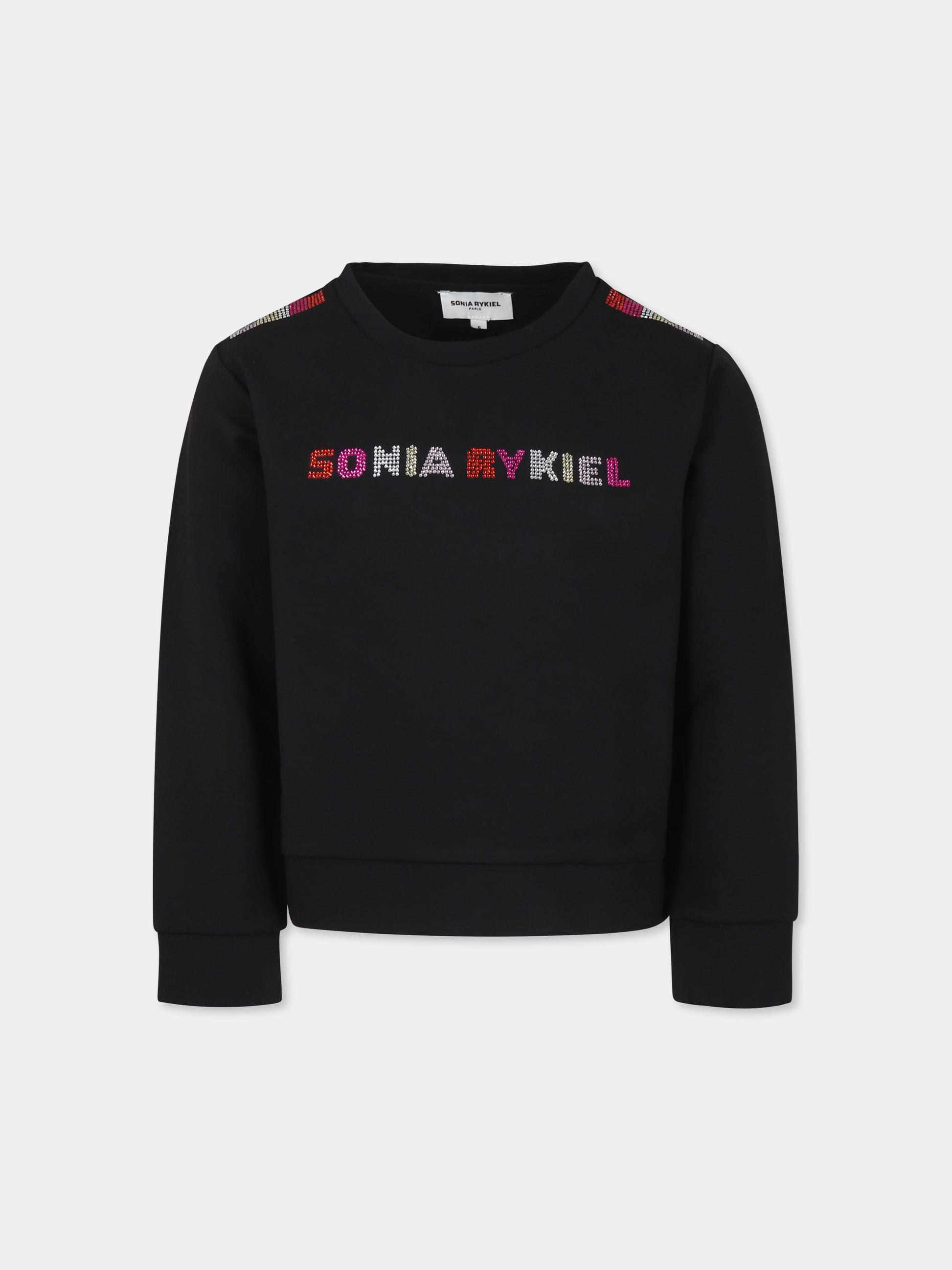 Felpa nera per bambina con logo,Sonia Rykiel Paris,A00240 09B