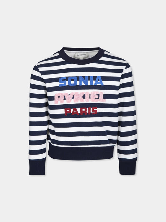 Felpa blu per bambina con logo,Sonia Rykiel Paris,A00241 Z44