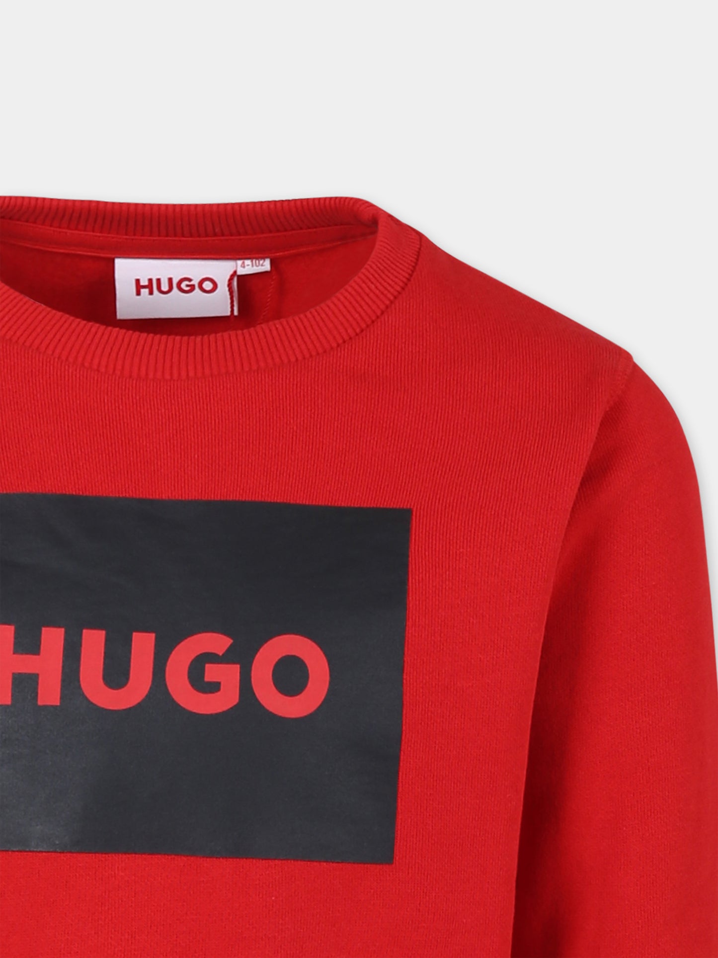 Felpa rossa per bambino con logo,Hugo,G00163 990