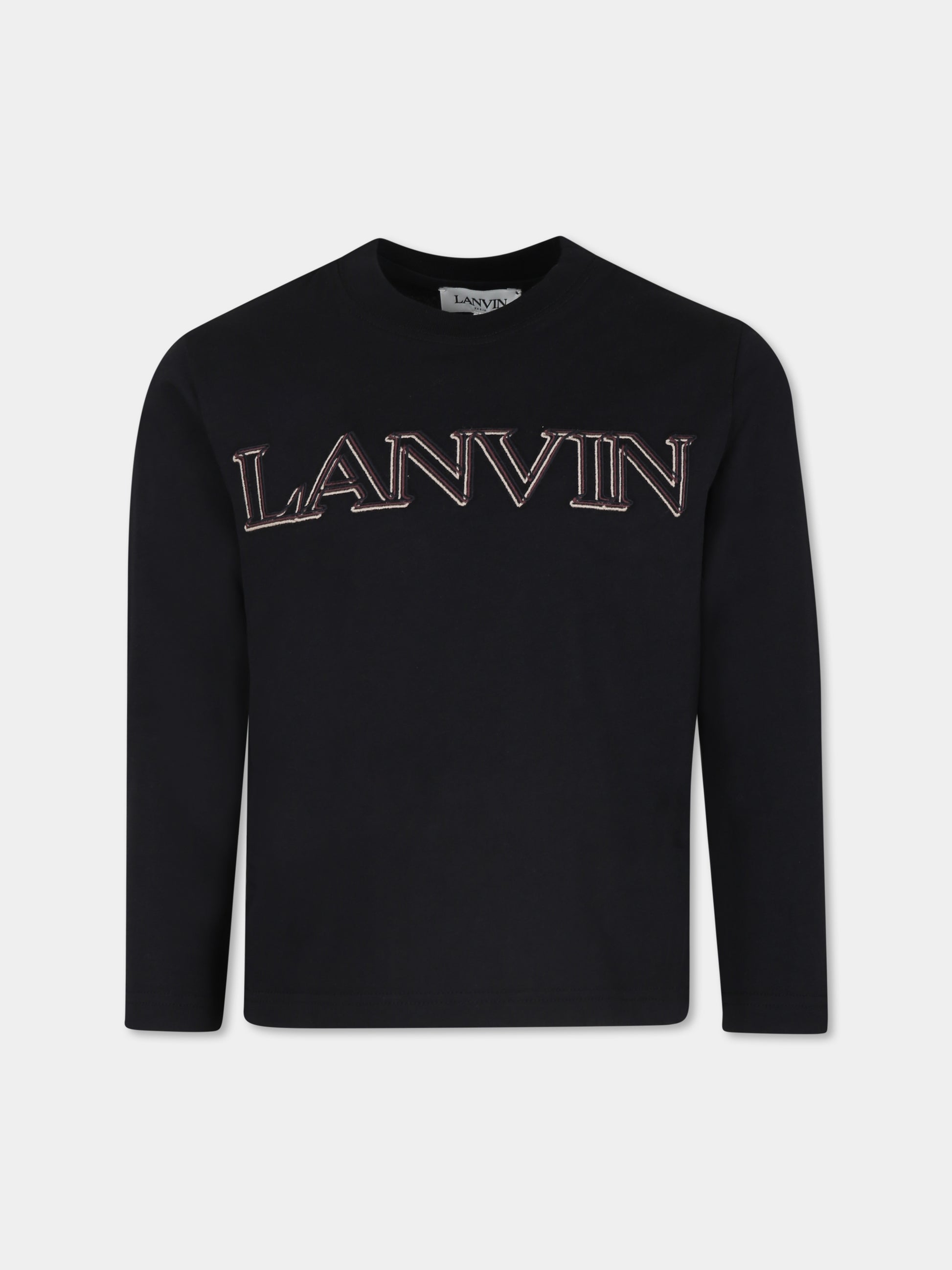 T-shirt nera per bambini con logo,Lanvin Petite,N30144 09B