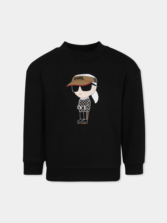 Felpa nera per bambino con stampa Karl,Karl Lagerfeld Kids,Z30252 09B
