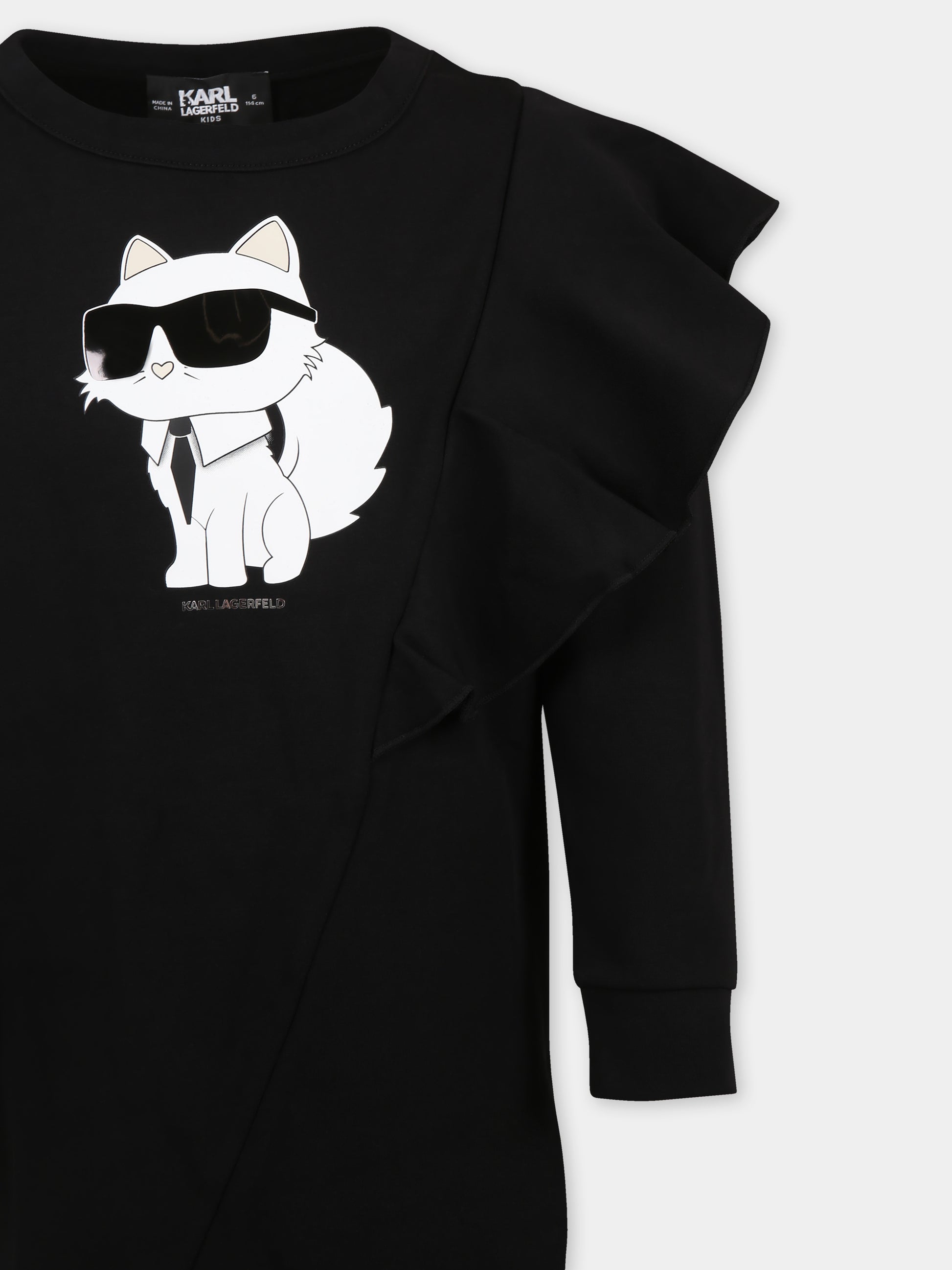 Vestito nero per bambina con Choupette,Karl Lagerfeld Kids,Z30181 09B