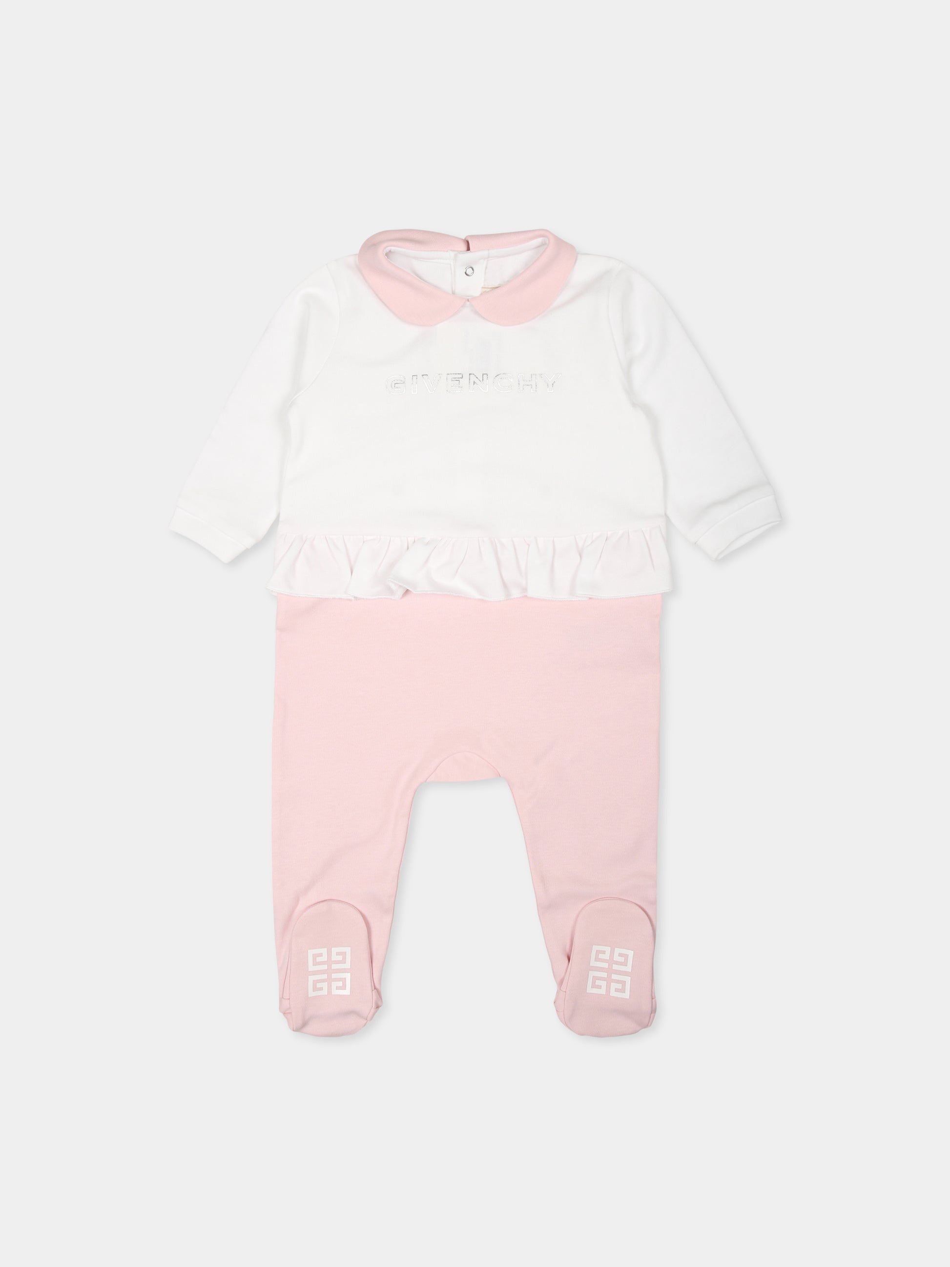 Set tutina rosa per neonata con logo e iconico motivo 4G,Givenchy Kids,H30573 44Z