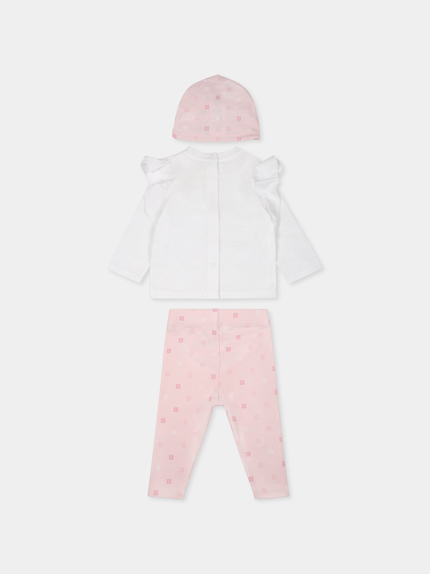 Completo nascita rosa per neonata con logo e iconico motivo 4G,Givenchy Kids,H30509 44Z