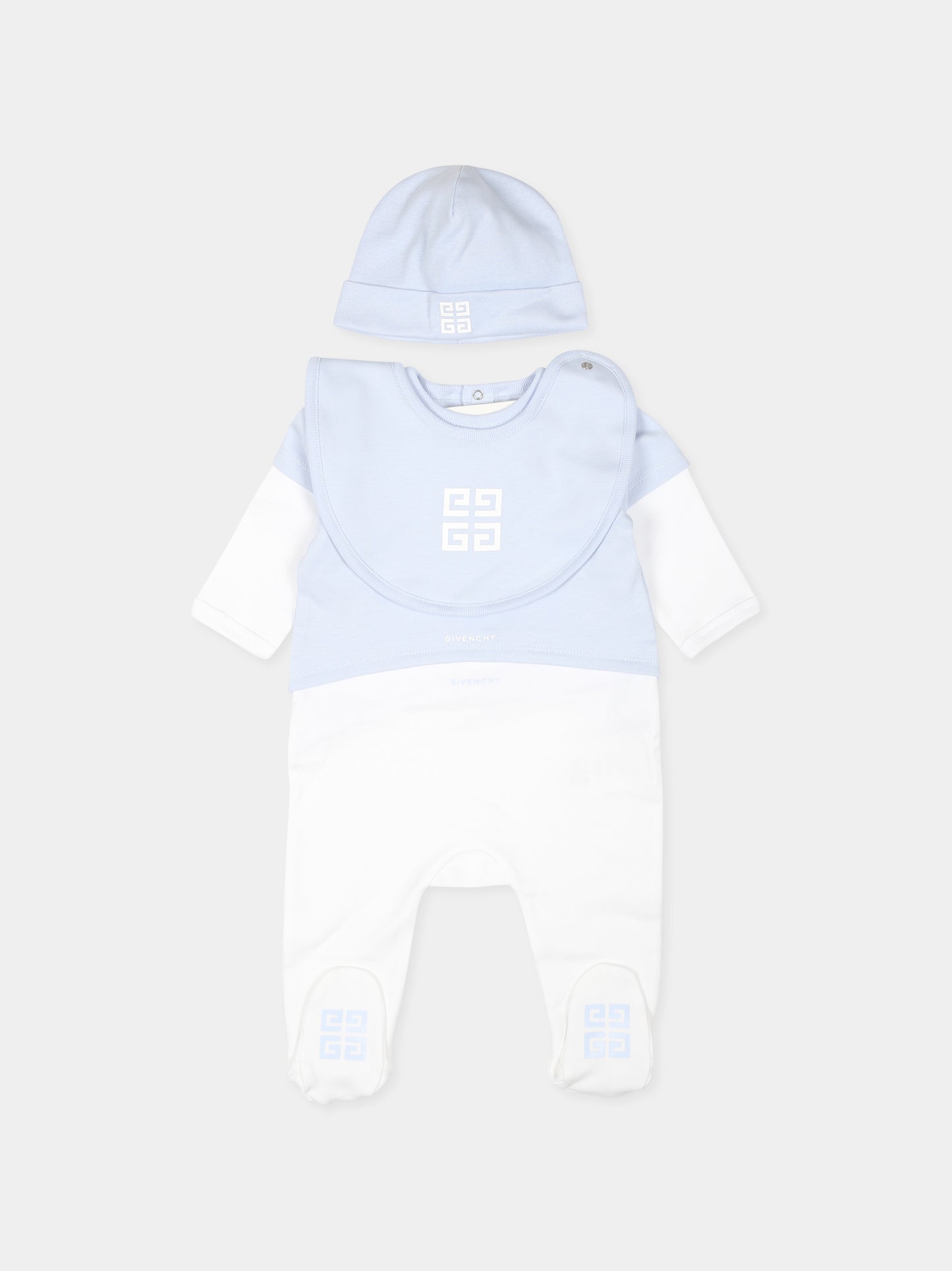 Set tutina celeste per neonato con iconico motivo 4G,Givenchy Kids,H30513 771