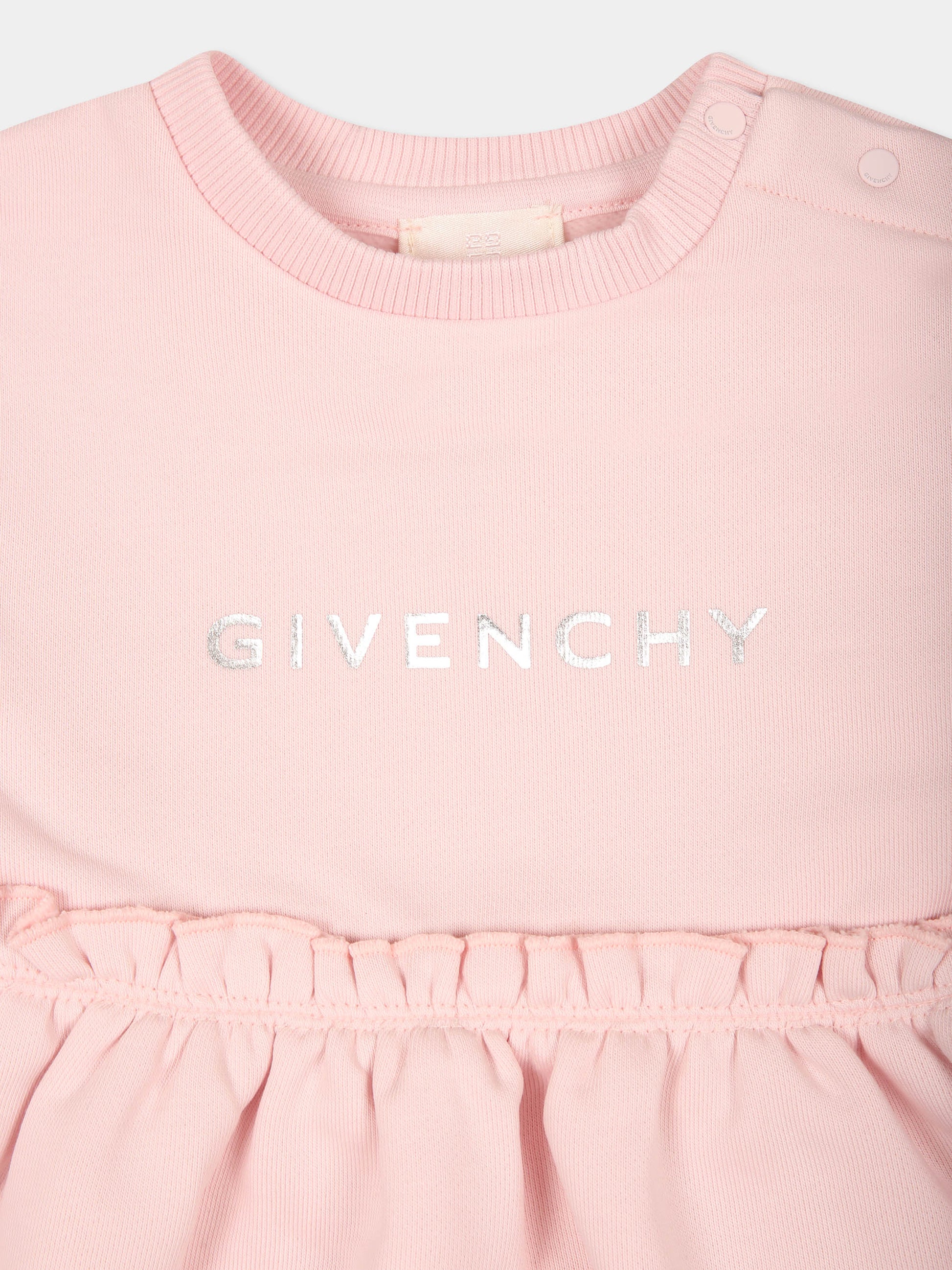 Vestito rosa per bambina con logo e iconico motivo 4G,Givenchy Kids,H30481 44Z