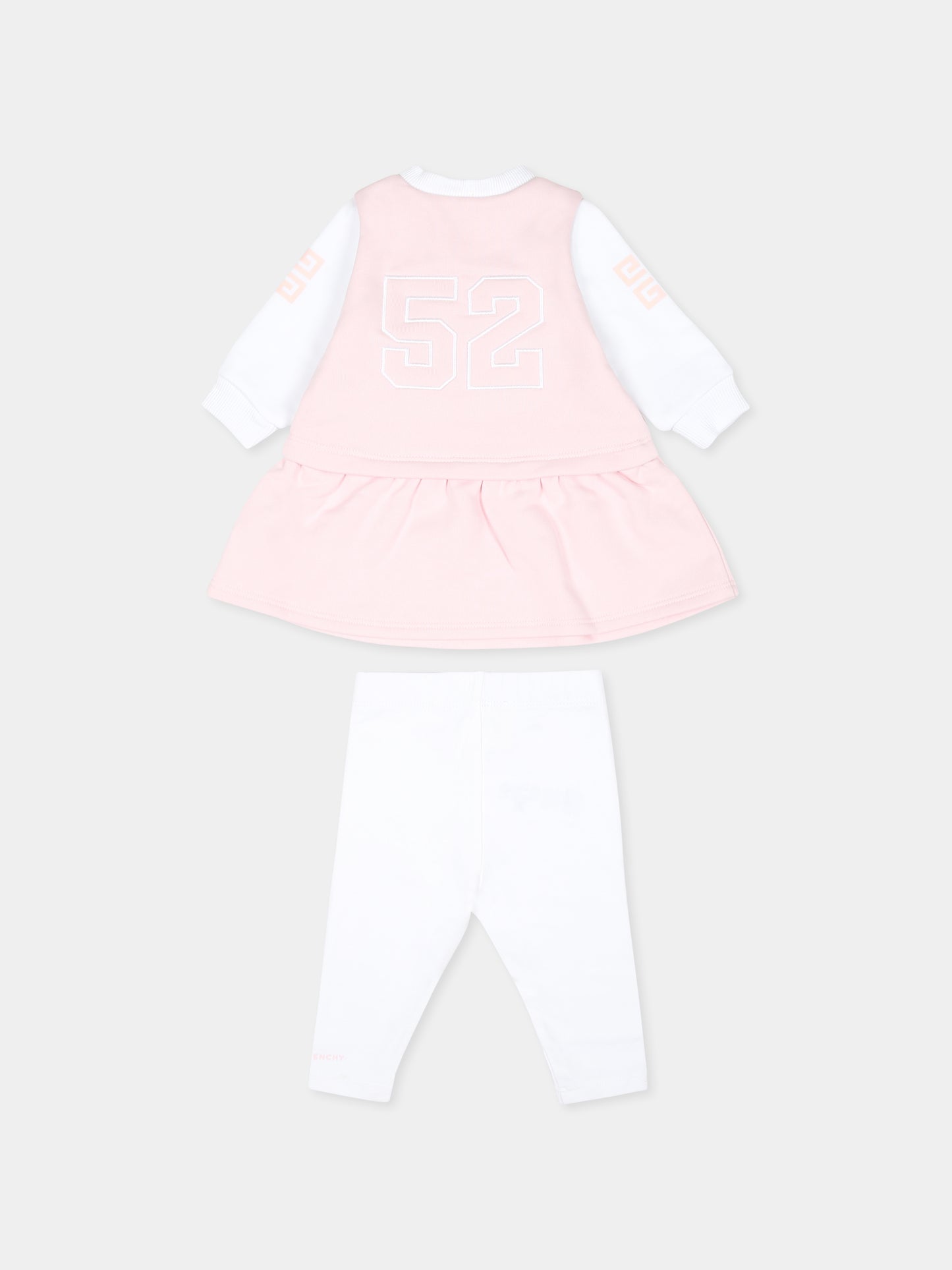 Completo rosa per neonata con logo e strass,Givenchy Kids,H30505 44Z