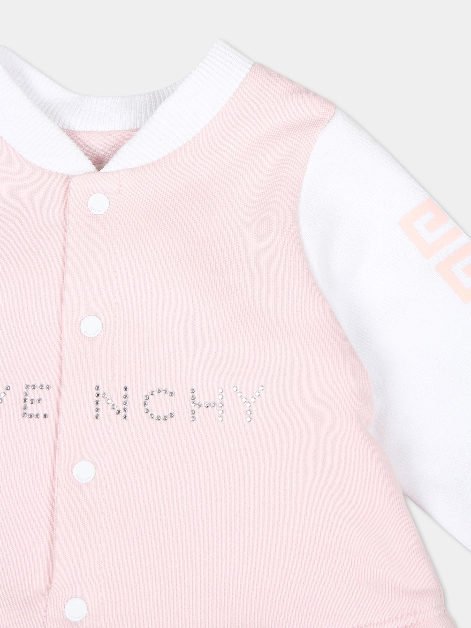 Completo rosa per neonata con logo e strass,Givenchy Kids,H30505 44Z