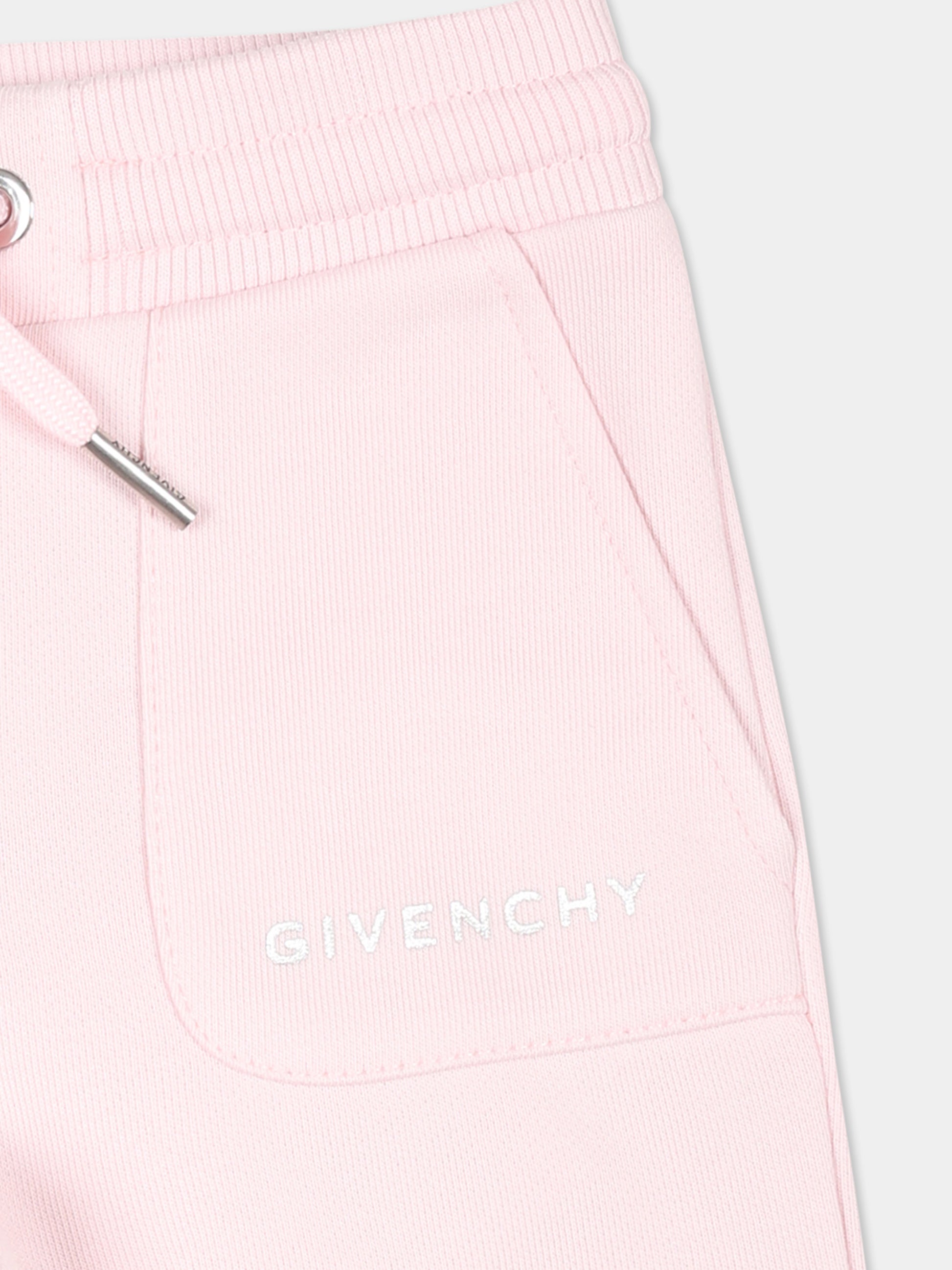 Pantaloni rosa per neonata con logo e iconico motivo 4G,Givenchy Kids,H30485 44Z