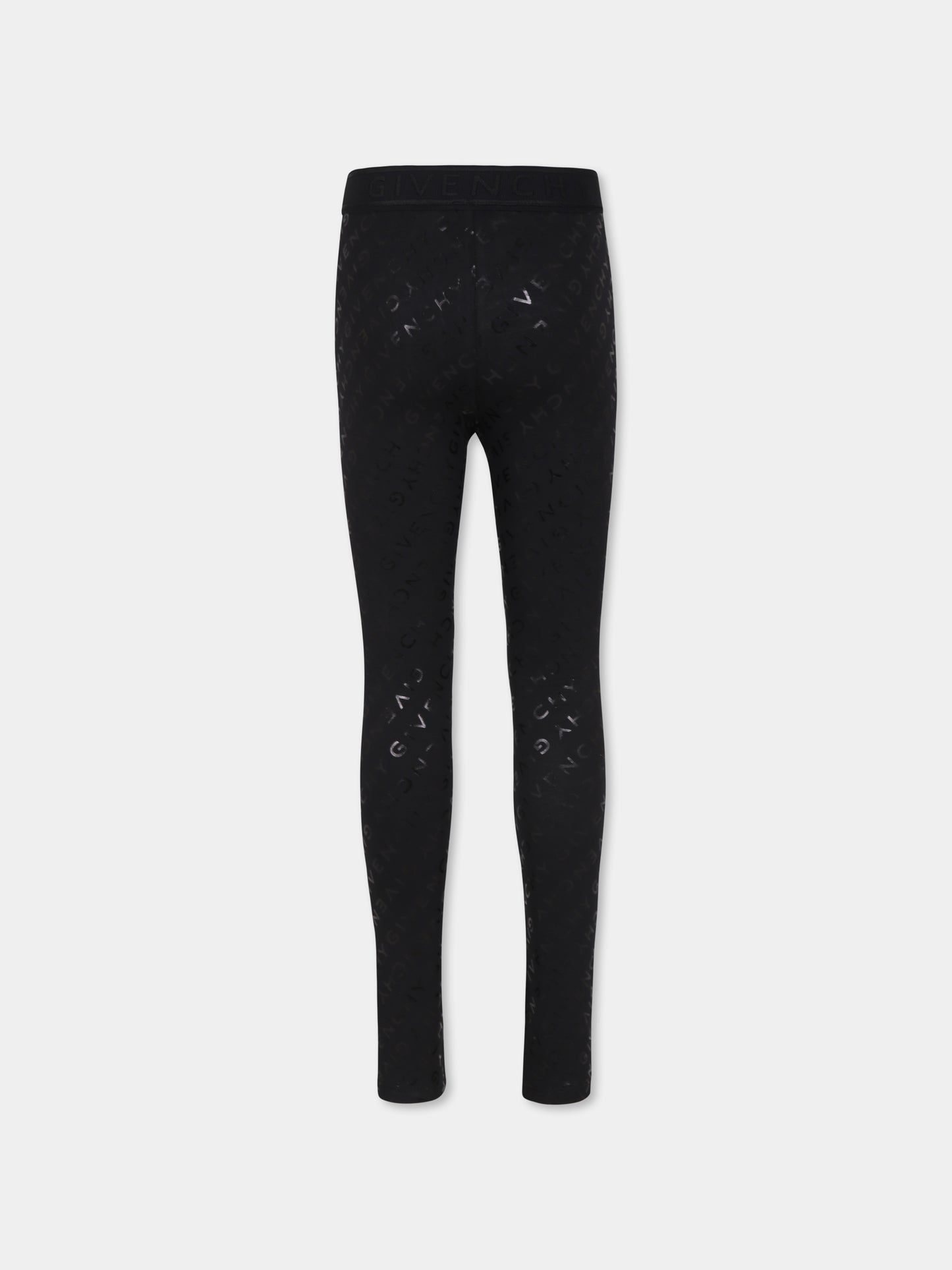 Leggings neri per bambina con logo,Givenchy Kids,H30402 09B