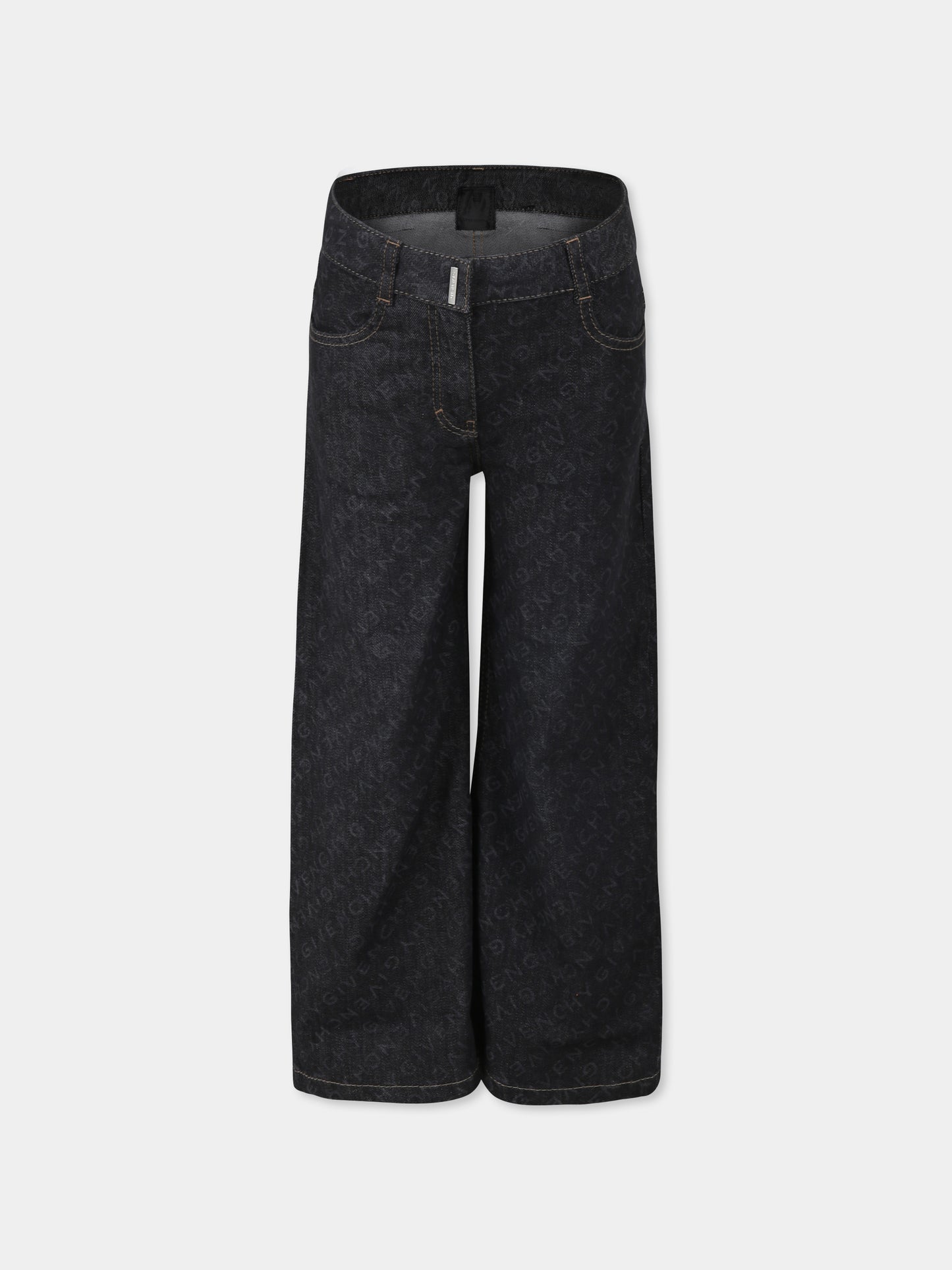 Jeans nero per bambina con logo,Givenchy Kids,H30409 Z11