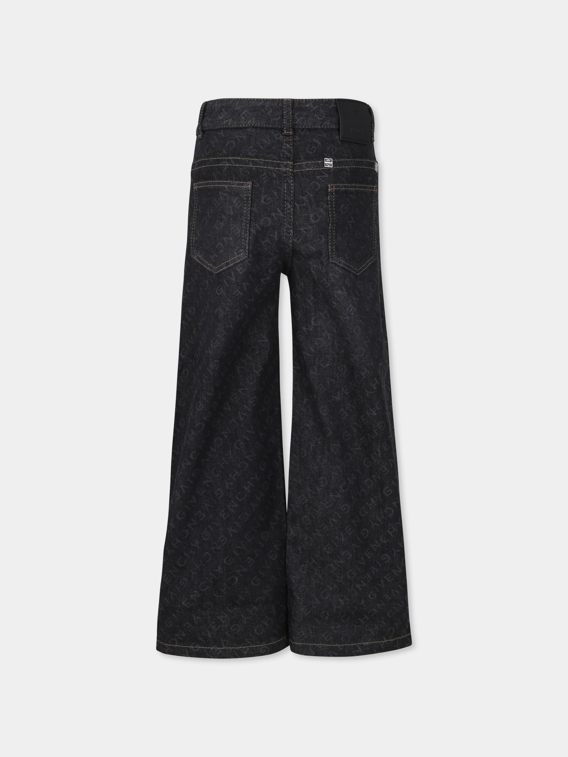 Jeans nero per bambina con logo,Givenchy Kids,H30409 Z11