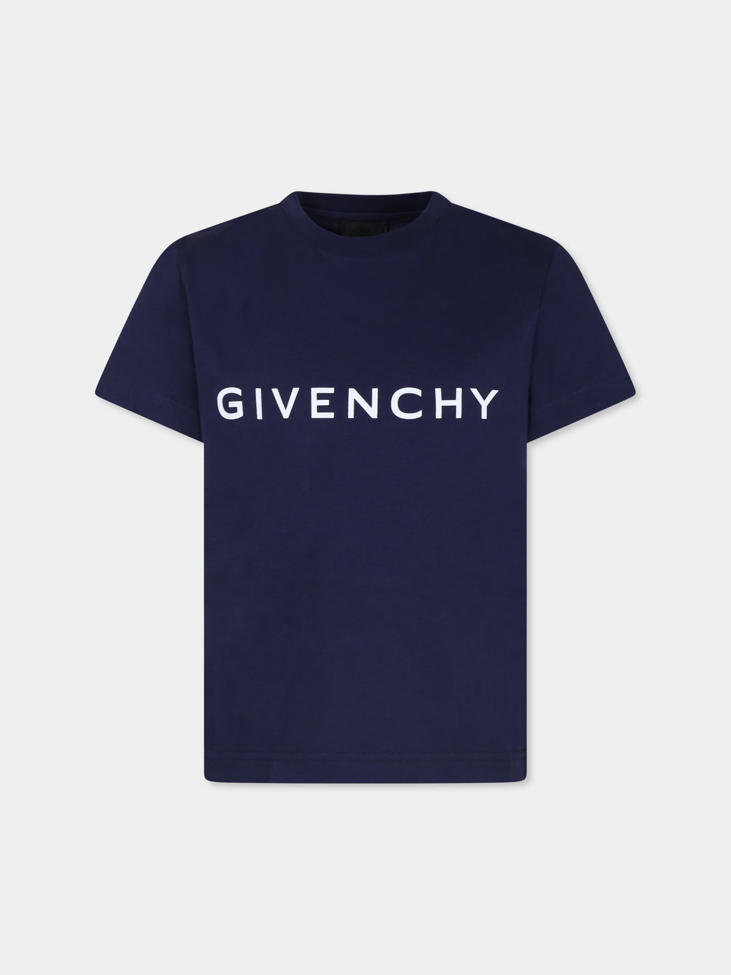 T-shirt blu per bambini con logo,Givenchy Kids,H30343 85T