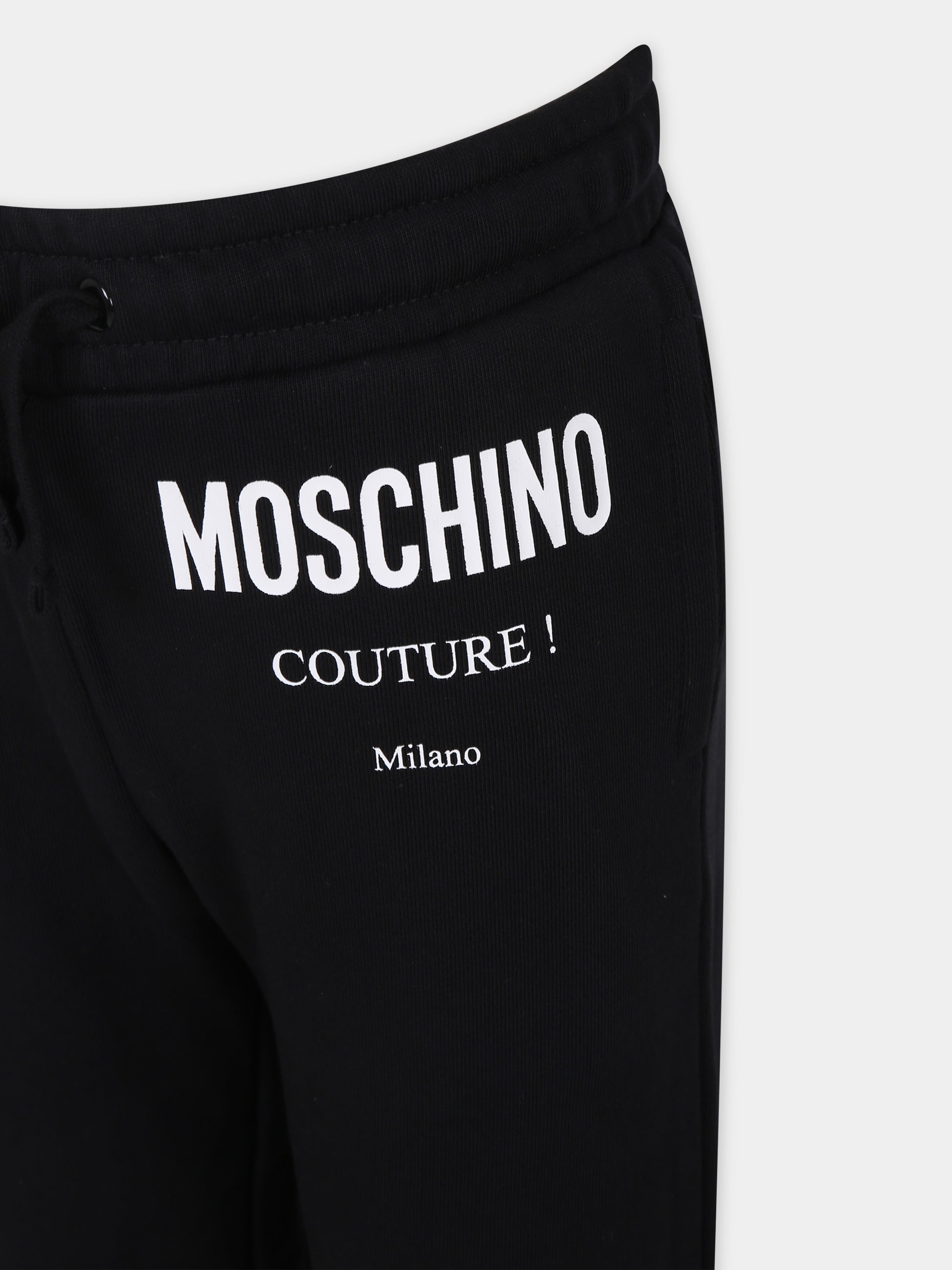 Pantaloni neri per bambino con logo,Moschino Kids,HNP04R LCA23 60100