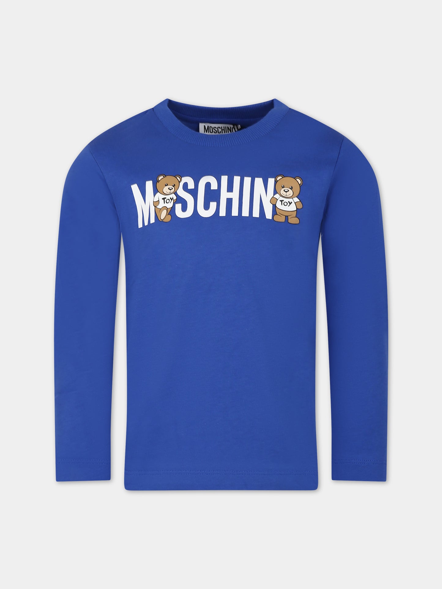 T-shirt blu per bambina con Teddy Bears,Moschino Kids,HUO00R LAA20 40457