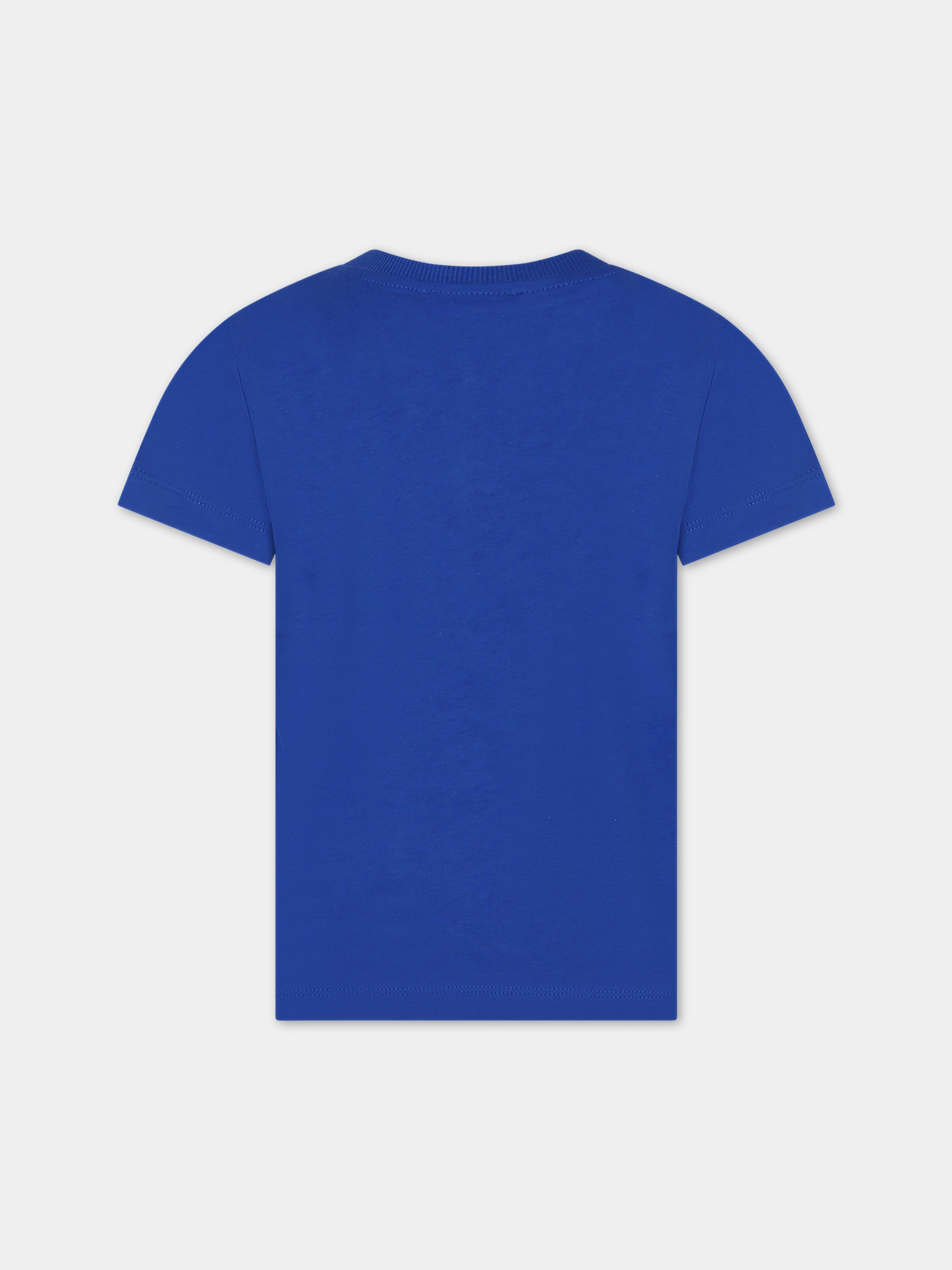 T-shirt blu per bambini con Teddy Bear e logo,Moschino Kids,HWM03U LAA34 40457