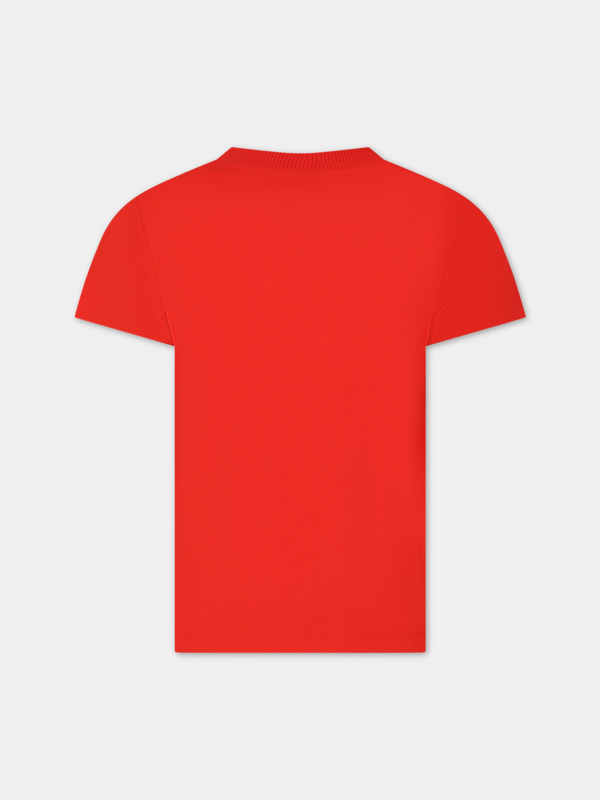 T-shirt rossa per bambini con Teddy Bear e logo,Moschino Kids,HWM03U LAA34 50109