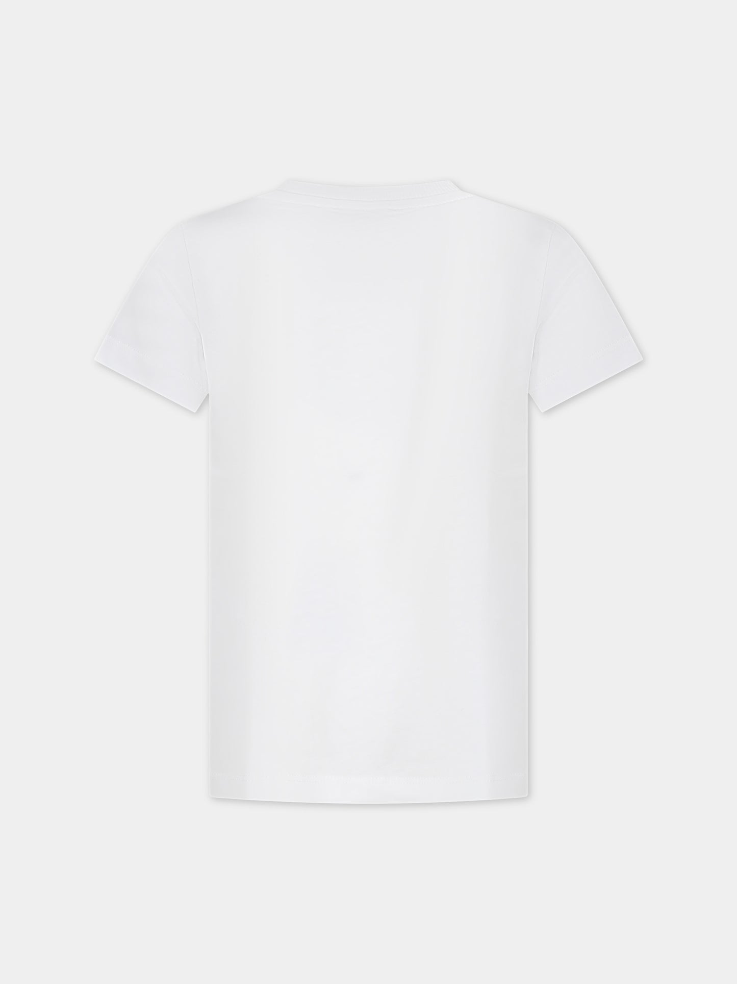 T-shirt bianca per bambini con Teddy Bear e logo,Moschino Kids,HZM03U LAA01 10101