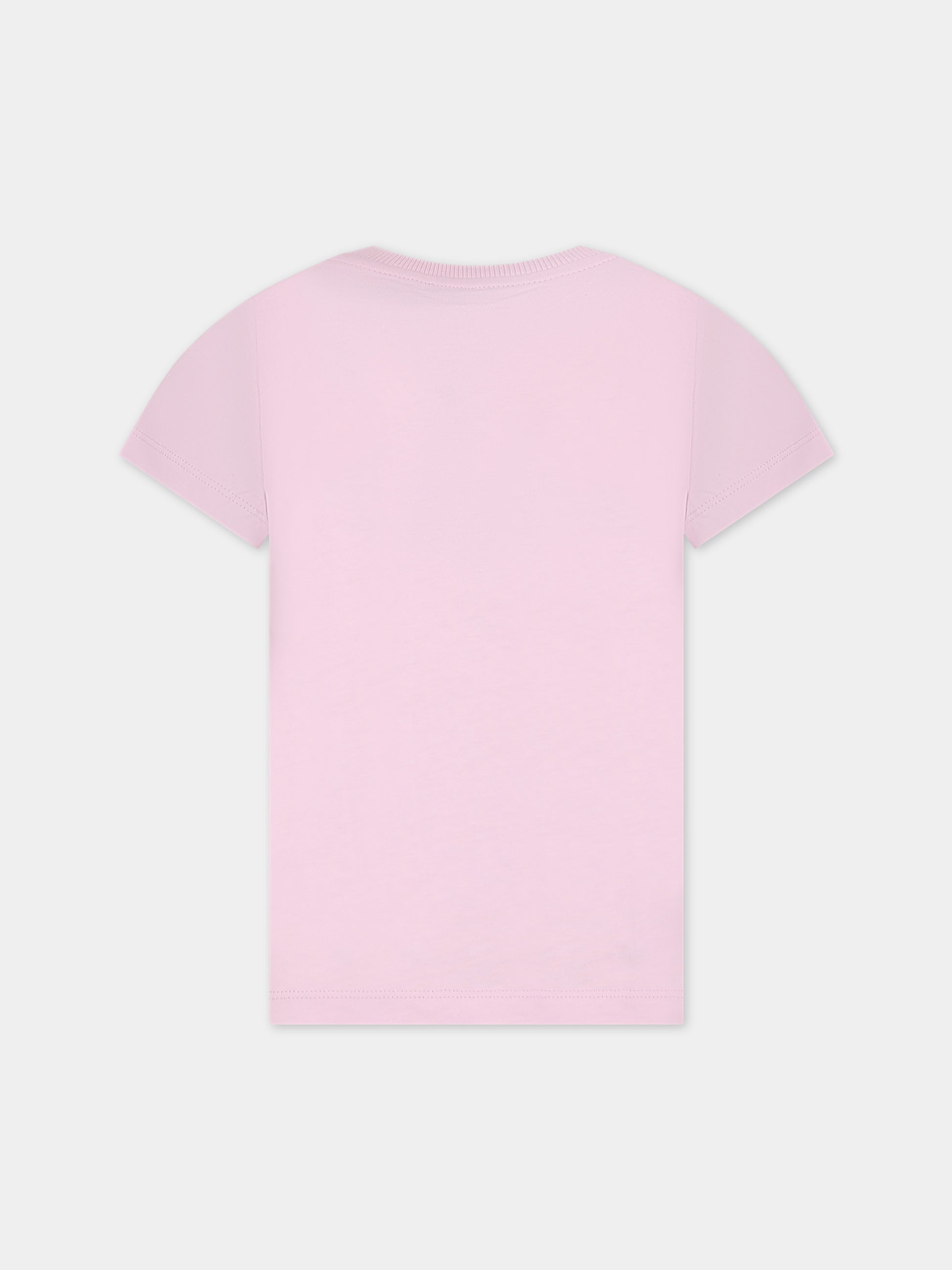 T-shirt rosa per bambina con Teddy Bear e logo,Moschino Kids,HZM03U LAA01 51684