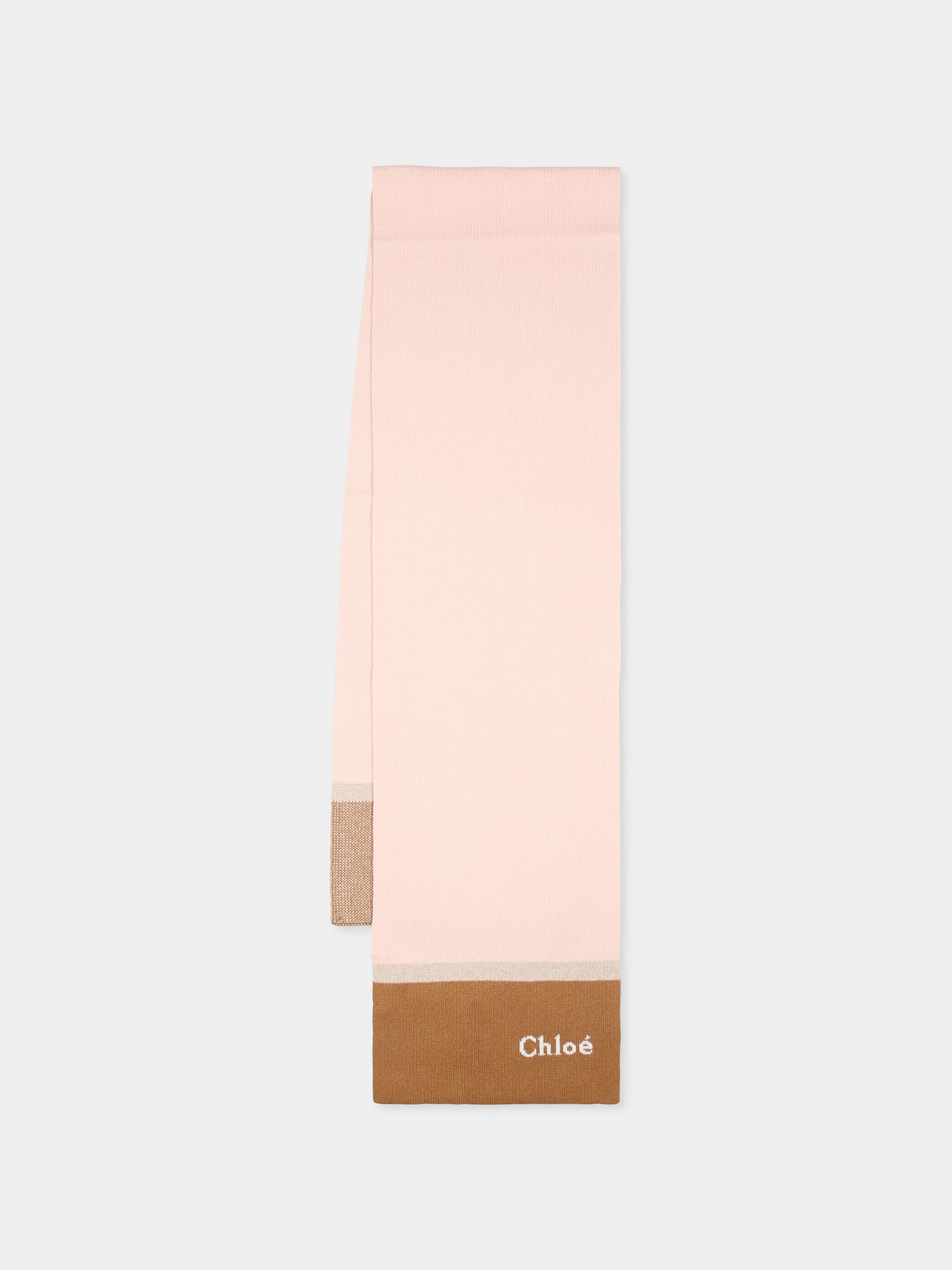 Sciarpa rosa per bambina con logo,Chloé Kids,C20270 45K