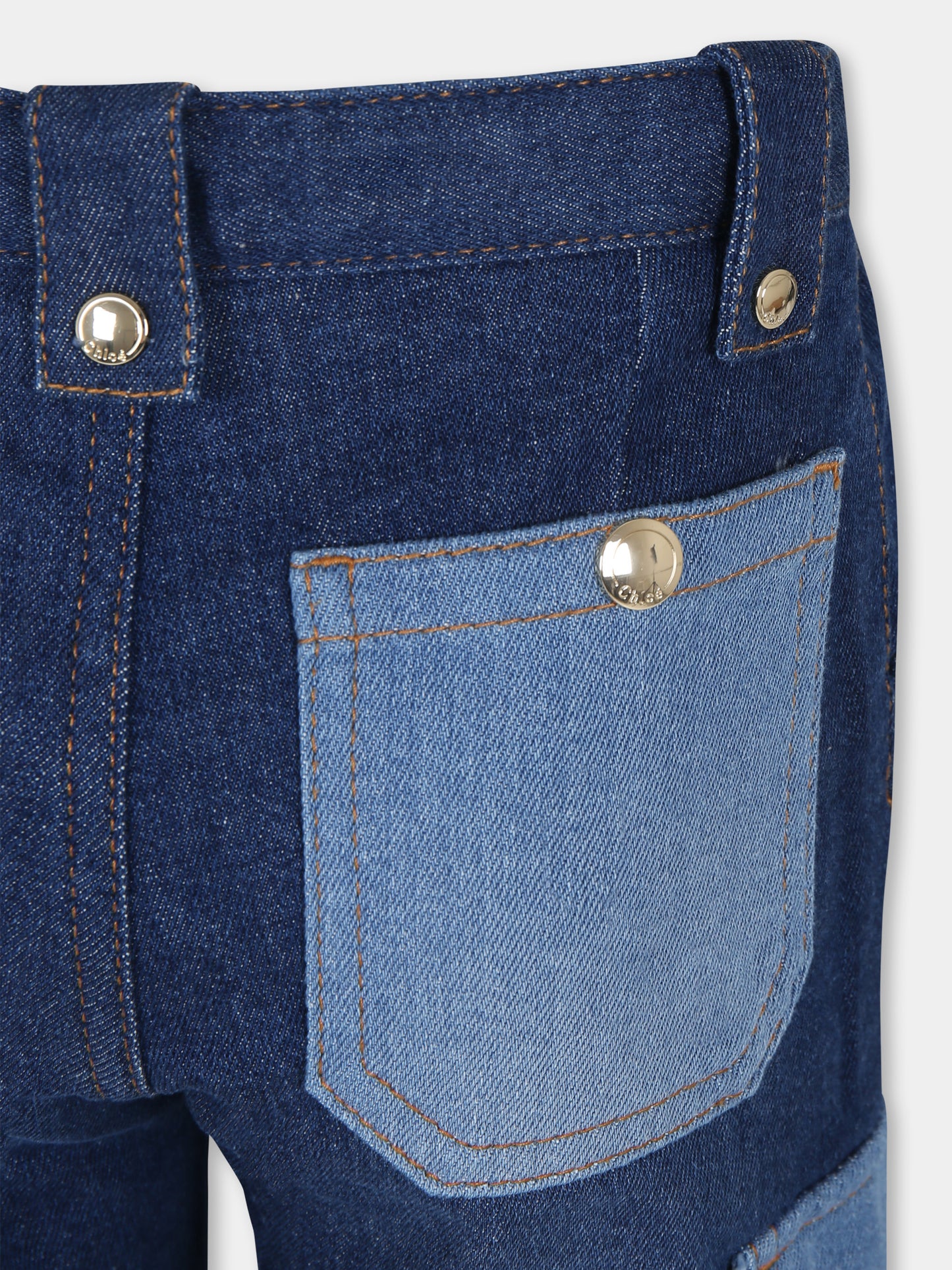 Jeans blu per bambina con logo,Chloé Kids,C20232 Z10