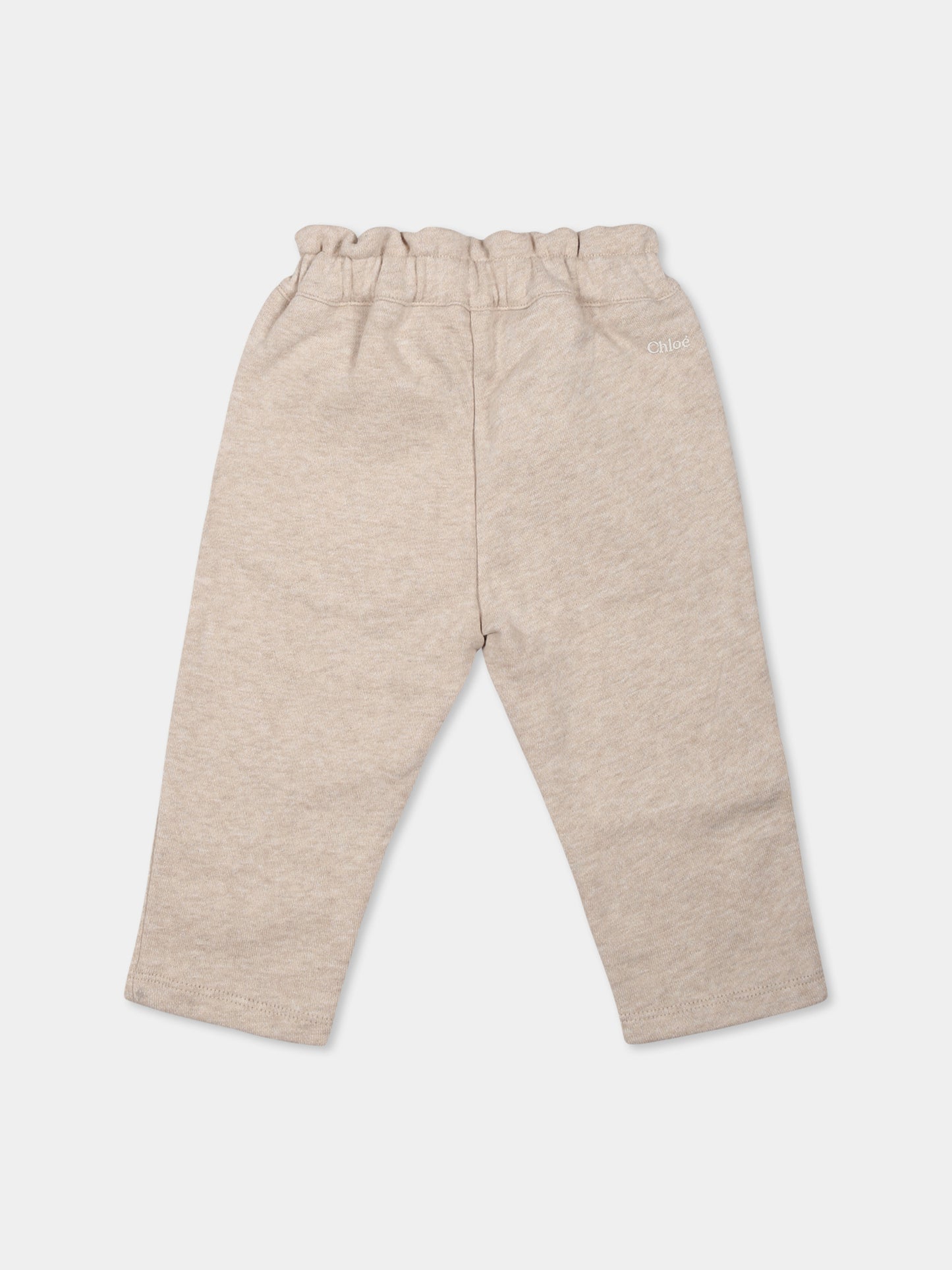 Pantaloni beige per neonata con logo,Chloé Kids,C20301 C03