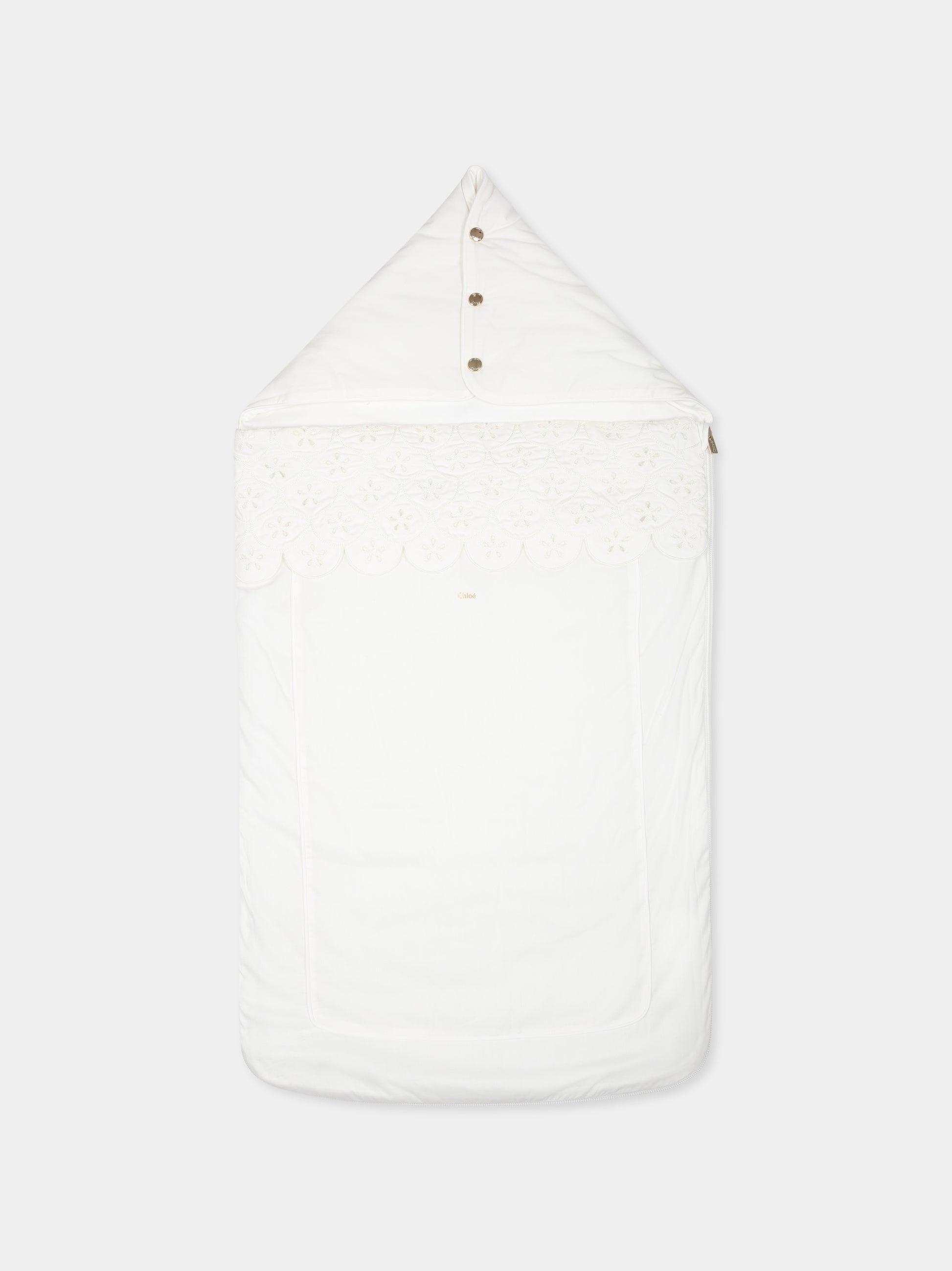 Sacco nanna bianco per neonata con logo,Chloé Kids,C20343 117