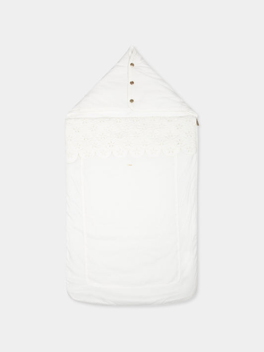 Sacco nanna bianco per neonata con logo,Chloé Kids,C20343 117