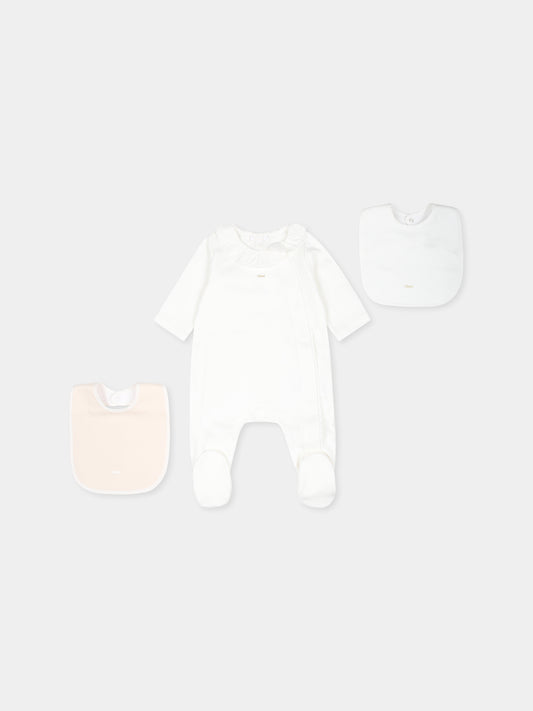 Set tutina avorio per neonata con logo,Chloé Kids,C20325 117