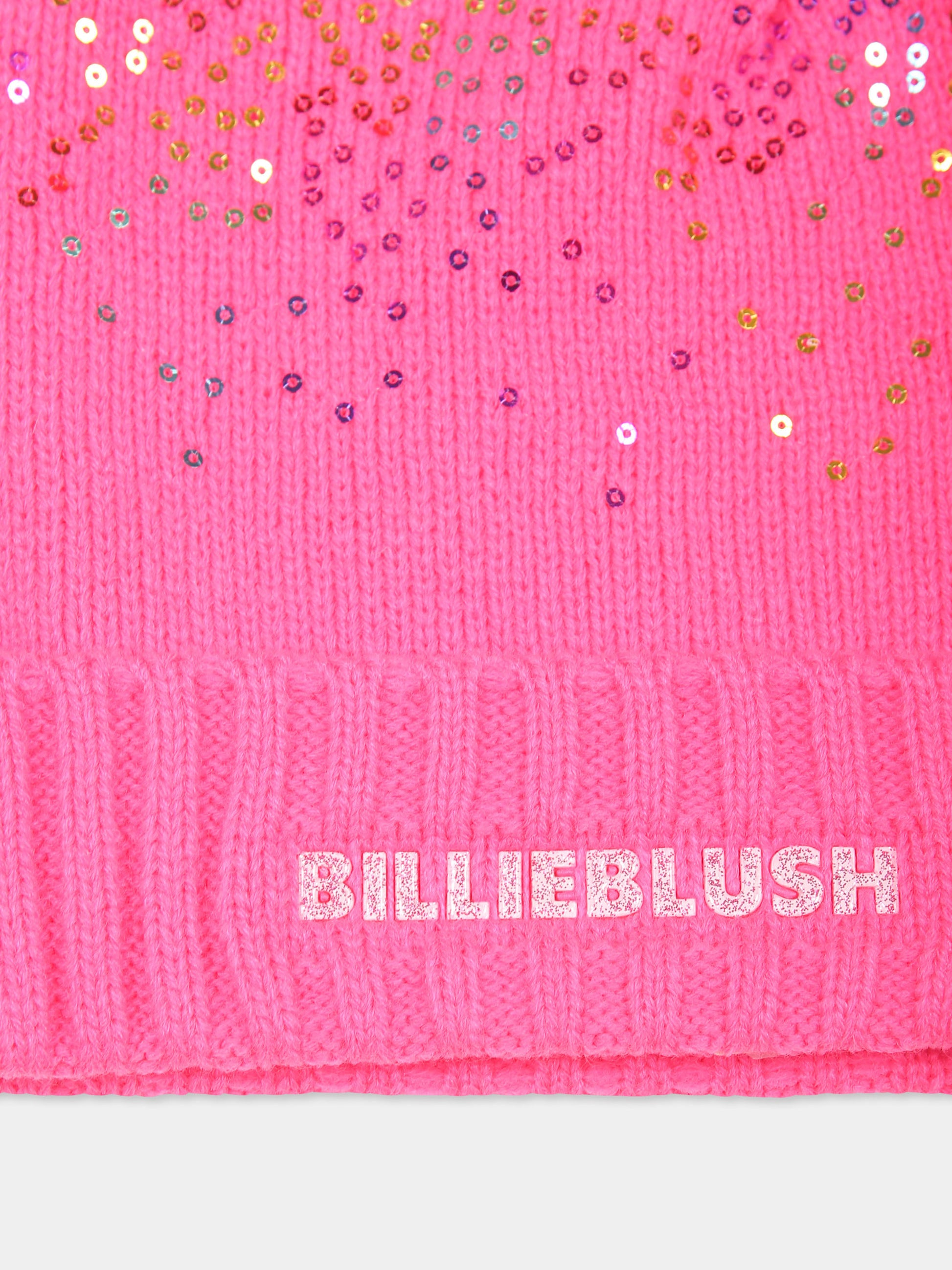 Berretto fucsia per bambina con paillettes,Billieblush,U20605 47A