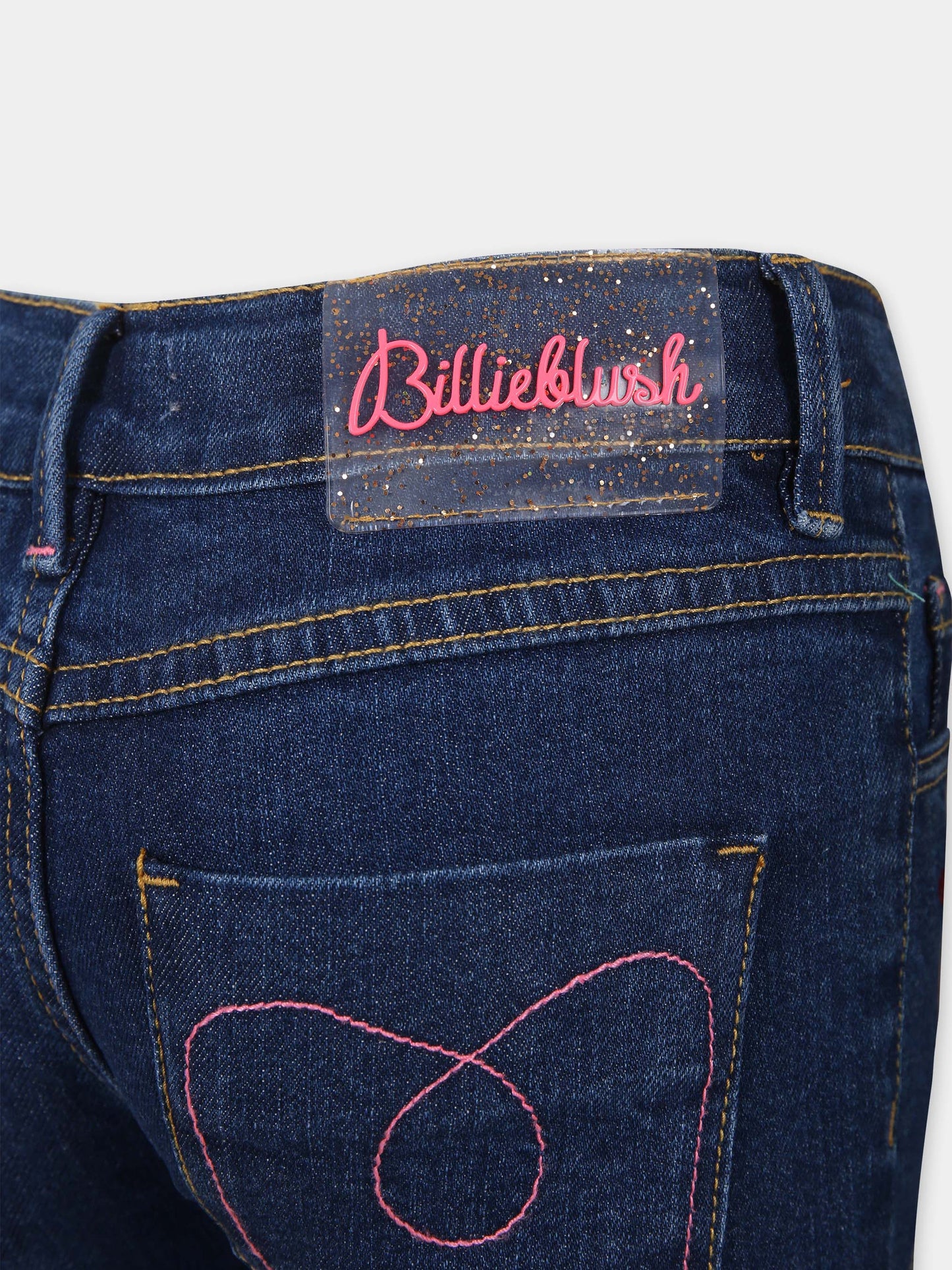 Jeans blu per bambina con pietre,Billieblush,U20452 Z10