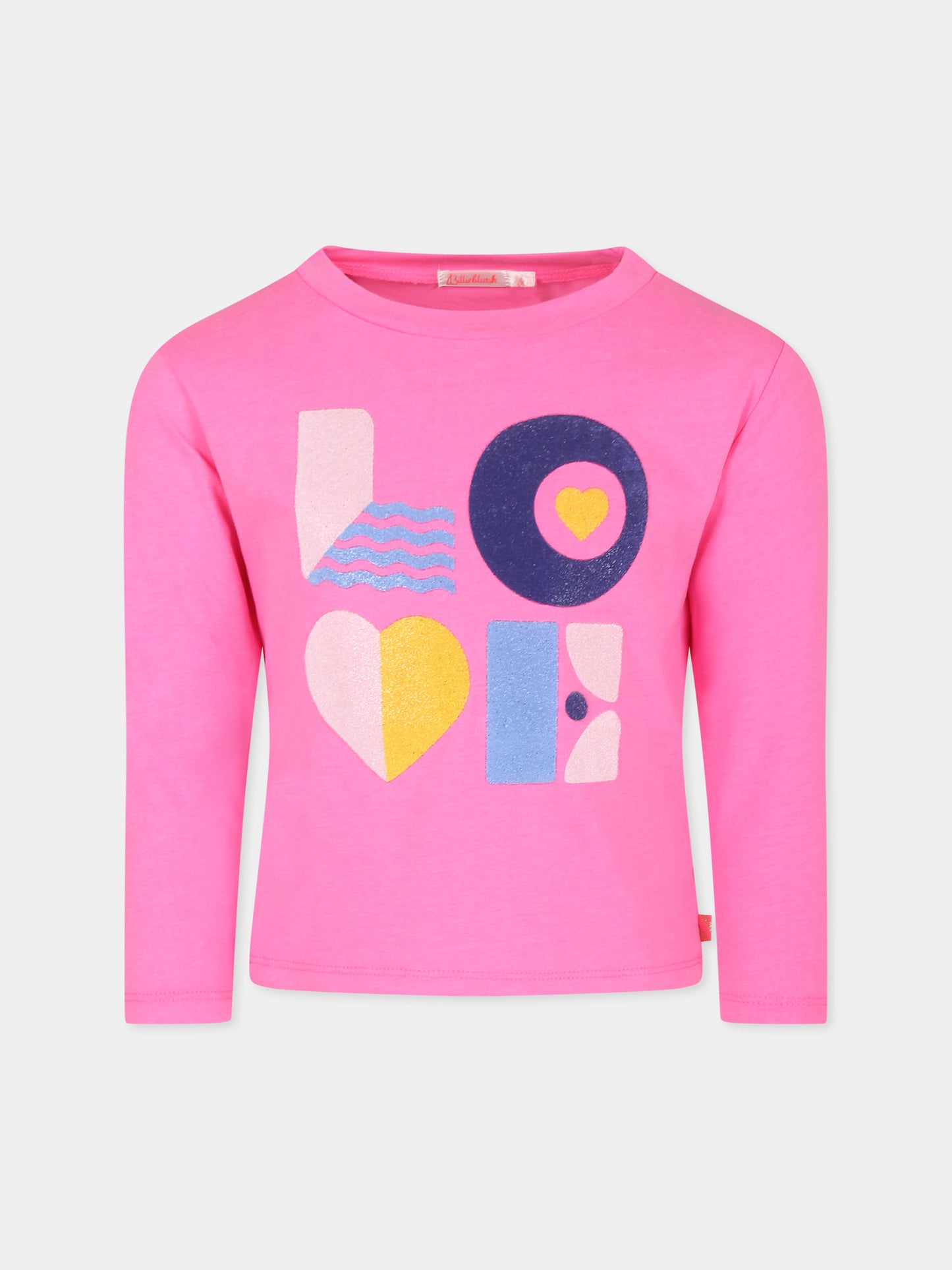 T-shirt fucsia per bambina con scritta,Billieblush,U20492 47A