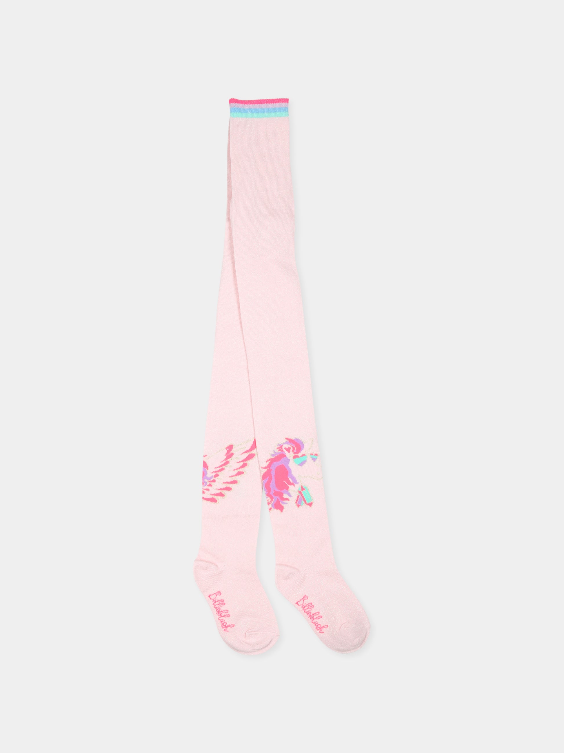 Collant rosa per bambina con pegaso,Billieblush,U20600 44L